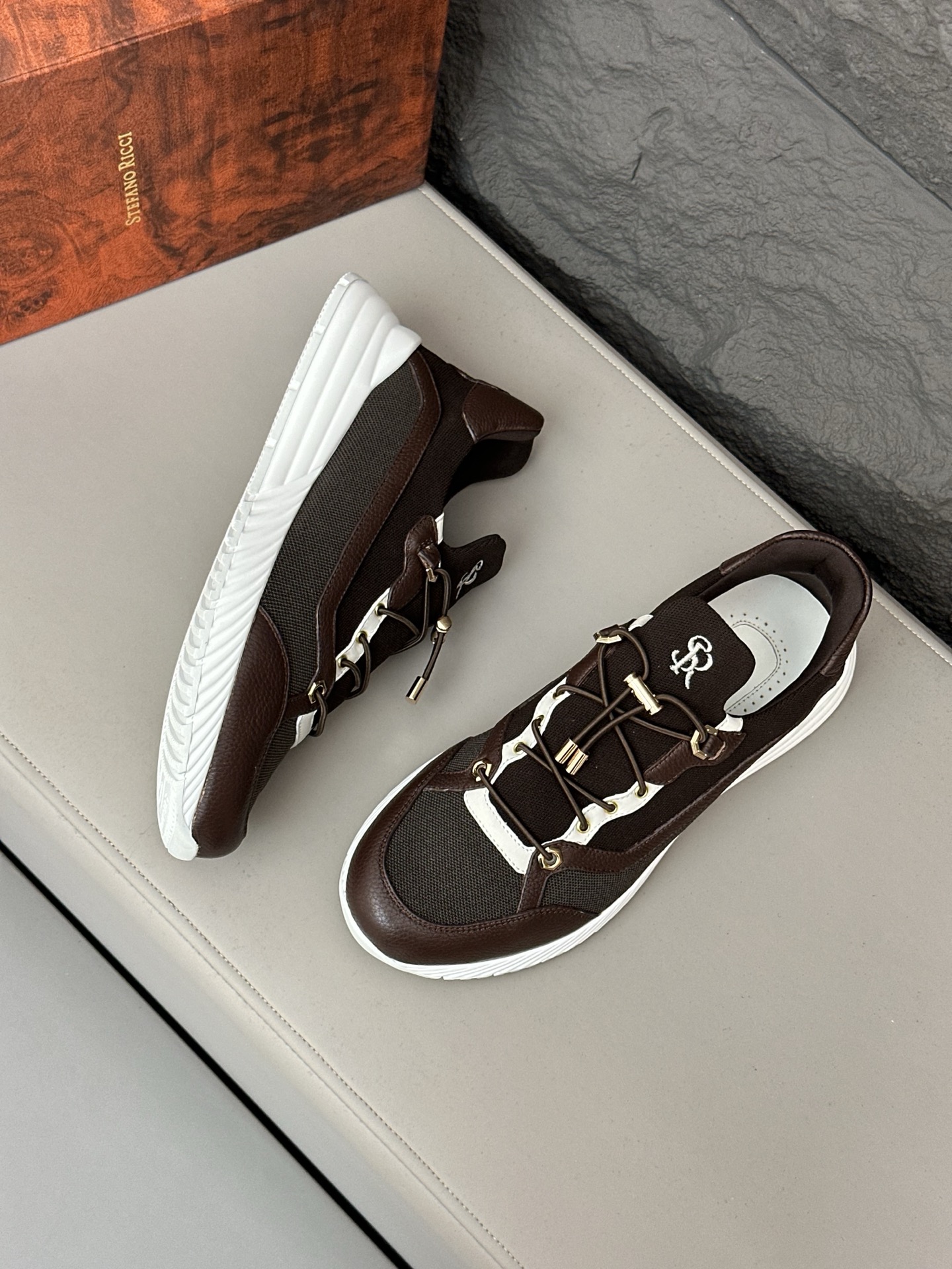 Calidad original!Stefano Ricci (Stefan) zapatos casuales de cuero para hombre. Hecho de cuero de bec