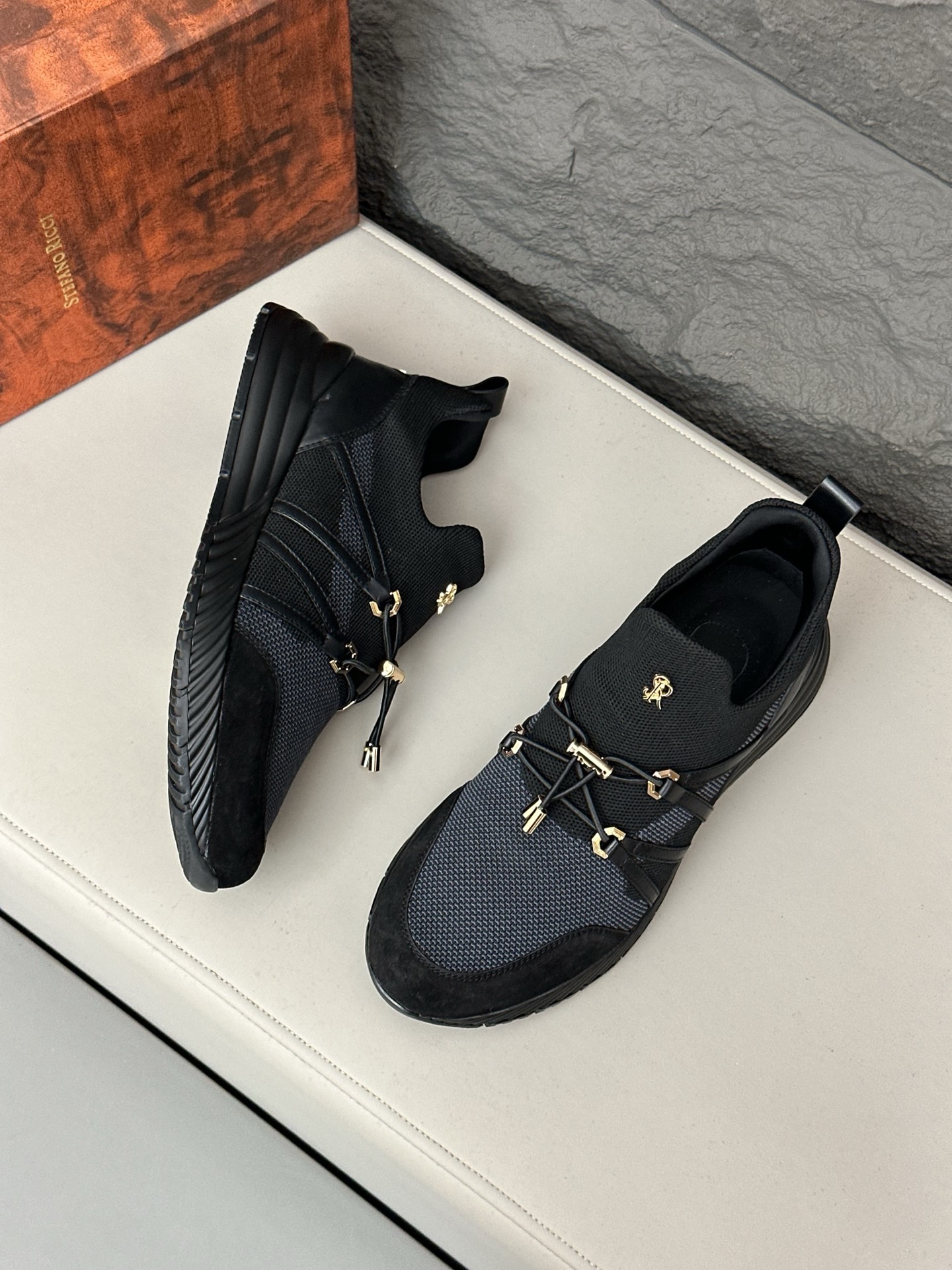 Calidad original!Stefano Ricci (Stefan) zapatos casuales de cuero para hombre. Hecho de cuero de bec