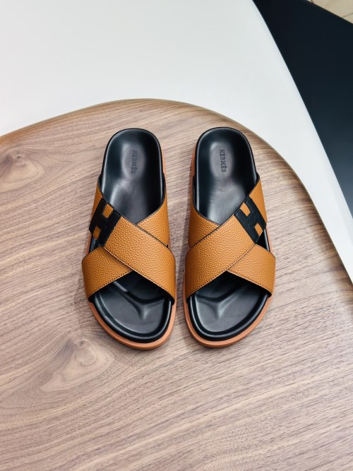 Hermes Leather Crisscross Sandals - Stylish & Durable TPU Sole, Couple Style
