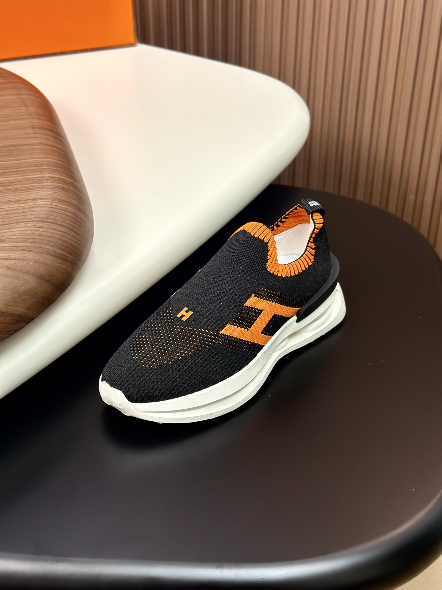 Hermès Men's Black & Orange Knitted Slip-On Sneakers - Size 39-44 6 i1749967413208 4880 0 5