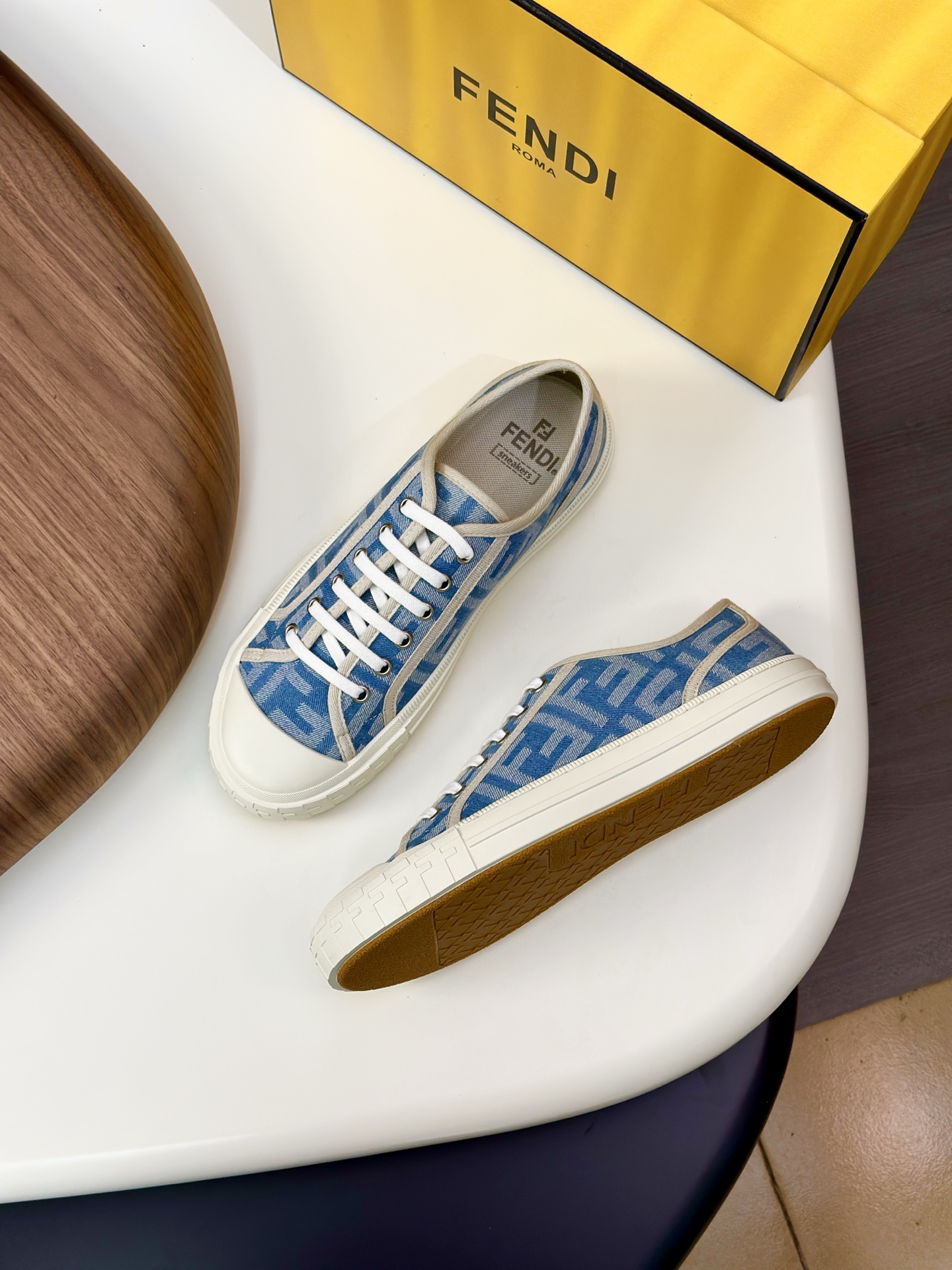 Fendi FendiMatch Sneakers Blue FF Motif Canvas Lace-Up, Couple Style Shoes 6 i1750144317793 1082 0 4