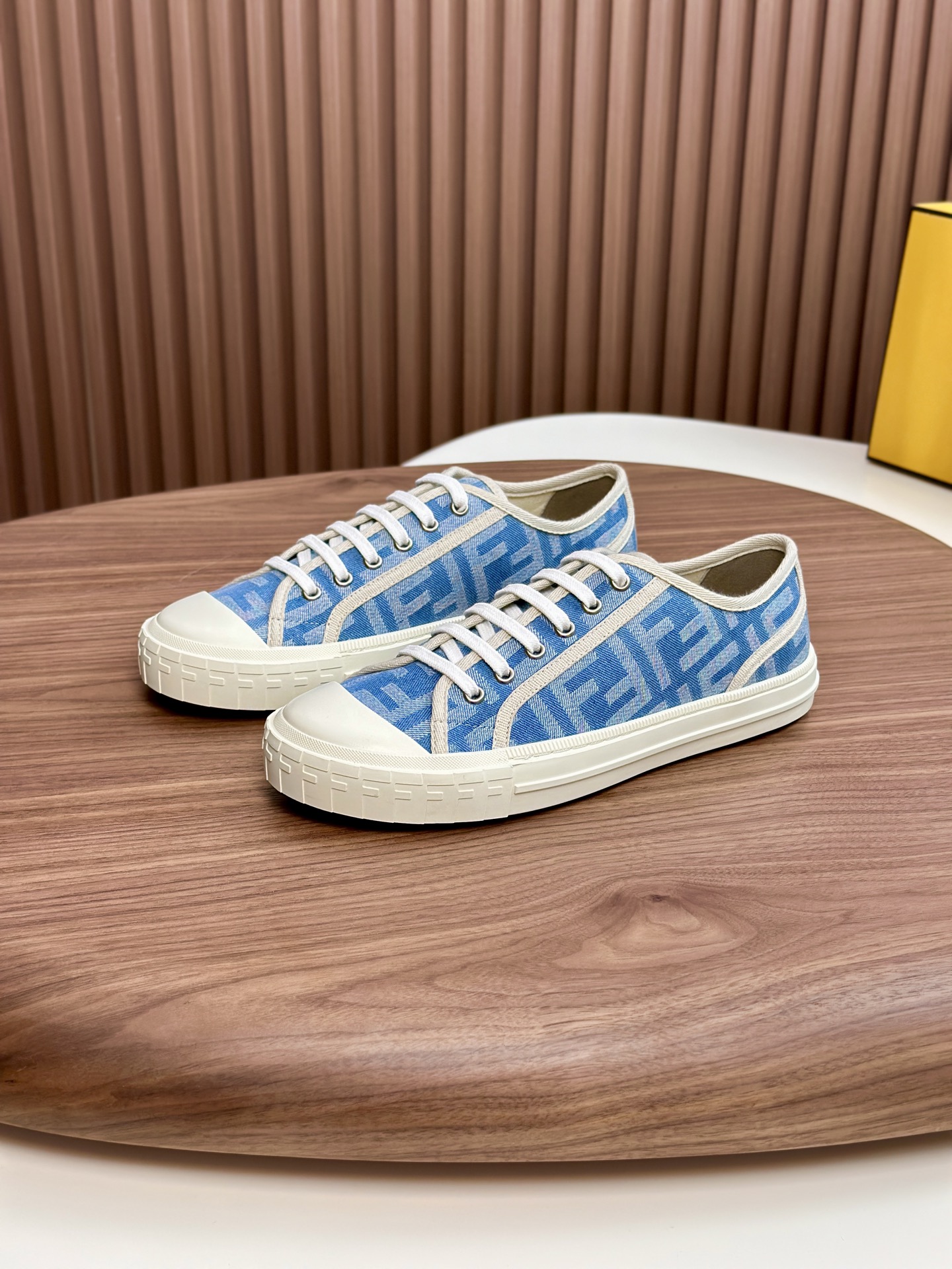 Fendi FendiMatch Sneakers Blue FF Motif Canvas Lace-Up, Couple Style Shoes 3 i1750144318976 4952 0 1