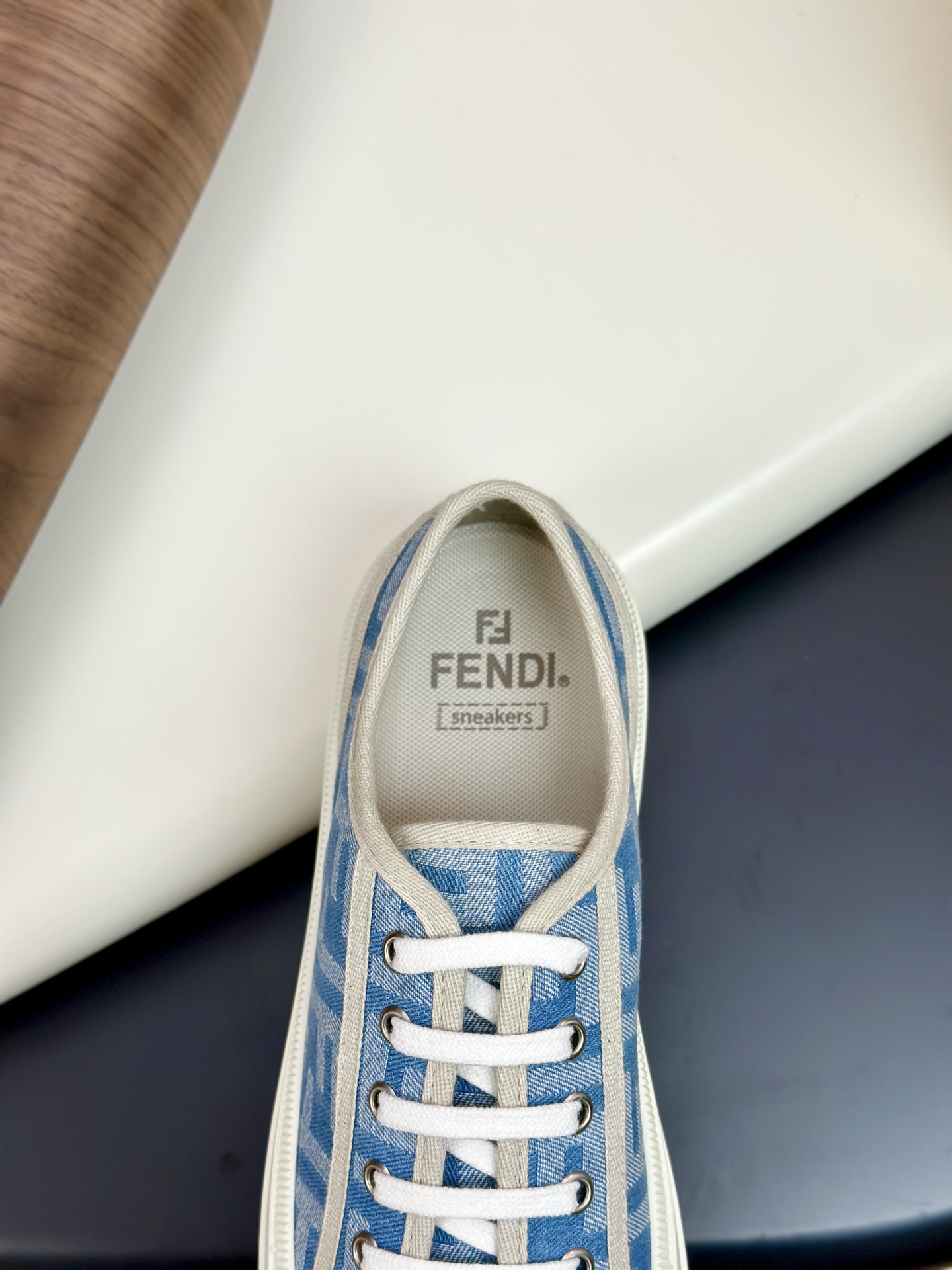 Fendi FendiMatch Sneakers Blue FF Motif Canvas Lace-Up, Couple Style Shoes 10 i1750144319026 2074 0 8
