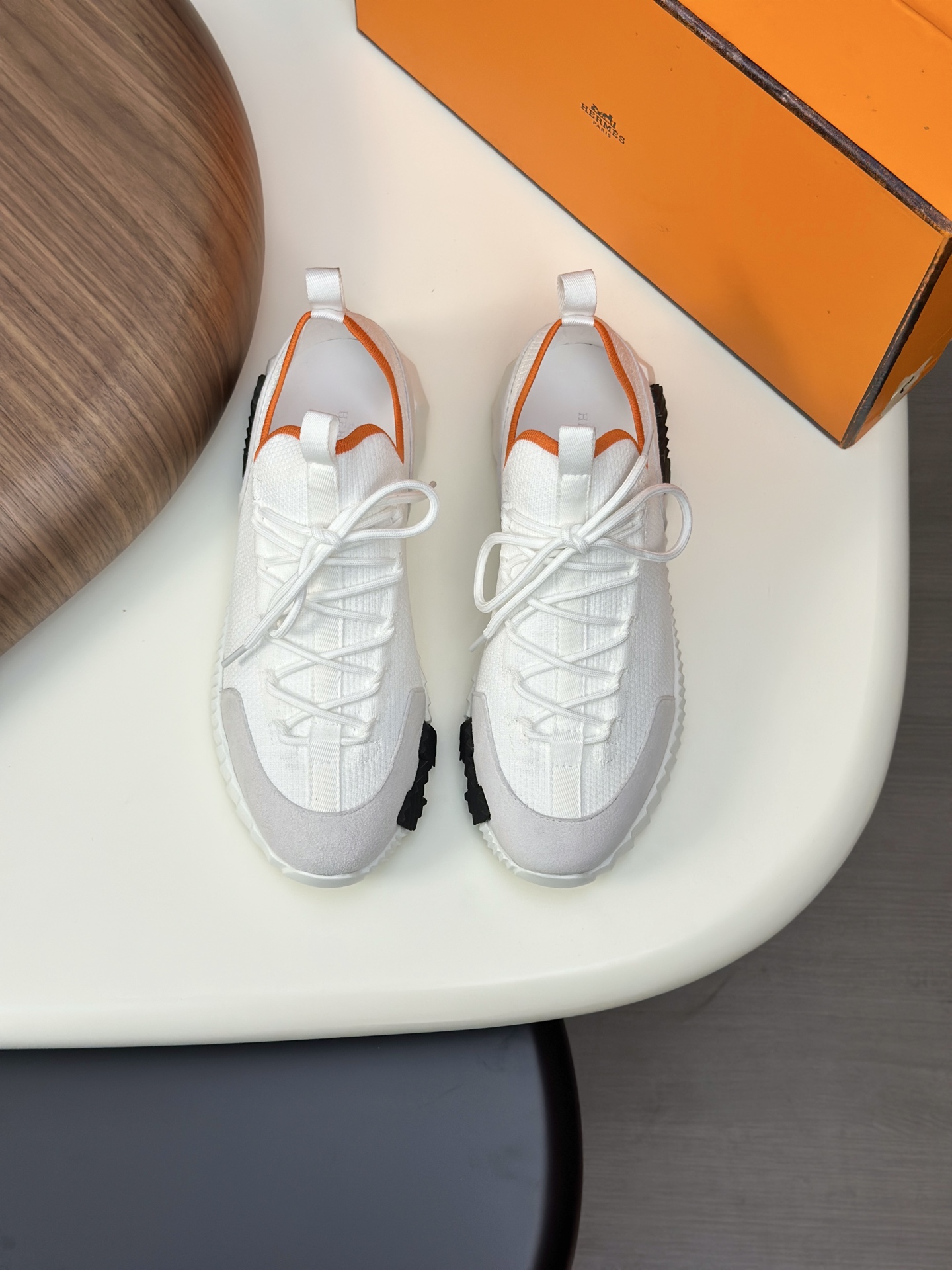 Hermès Men's White Knitted Sneakers - Comfortable, Stylish, and Breathable