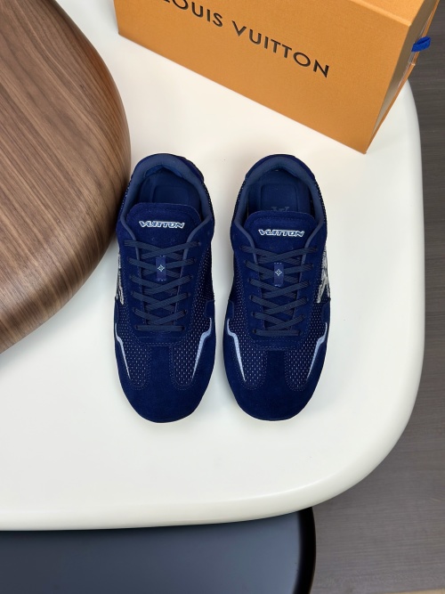 Louis Vuitton Run Away Blue Sneakers. Breathable Flyknit and Rubber Outsole.