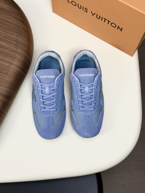 Louis Vuitton Run Away Sneakers in Blue Knit with Monogram Accents 1 Louis Vuitton Run Away Sneakers in Blue Knit with Monogram Accents