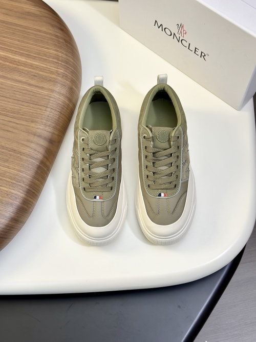 Moncler Men's Suede and Mesh Sneakers with Rubber Sole - Olive Green 1 Moncler Men's Suede and Mesh Sneakers with Rubber Sole - Olive Green