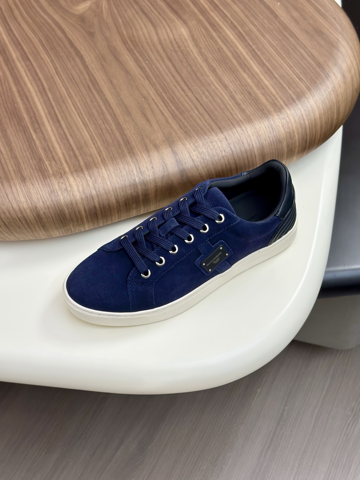 Dolce&Gabbana Men's Blue Suede Leather Casual Sneakers with Metal Logo Accent 7 i1758624572302 2570 0 5