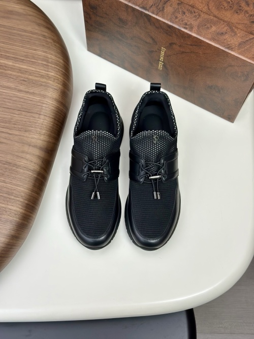 Stefano Ricci Men's Black Nappa Leather & Knit Casual Sneakers - Size 39-44 1 Stefano Ricci Men's Black Nappa Leather & Knit Casual Sneakers - Size 39-44