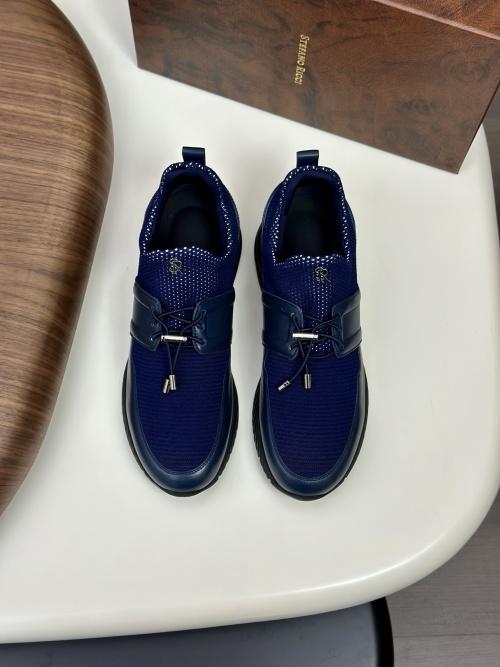Stefano Ricci Navy Leather & Knit Sneakers - Luxury Italian Craftsmanship 6 Stefano Ricci Navy Leather & Knit Sneakers - Luxury Italian Craftsmanship