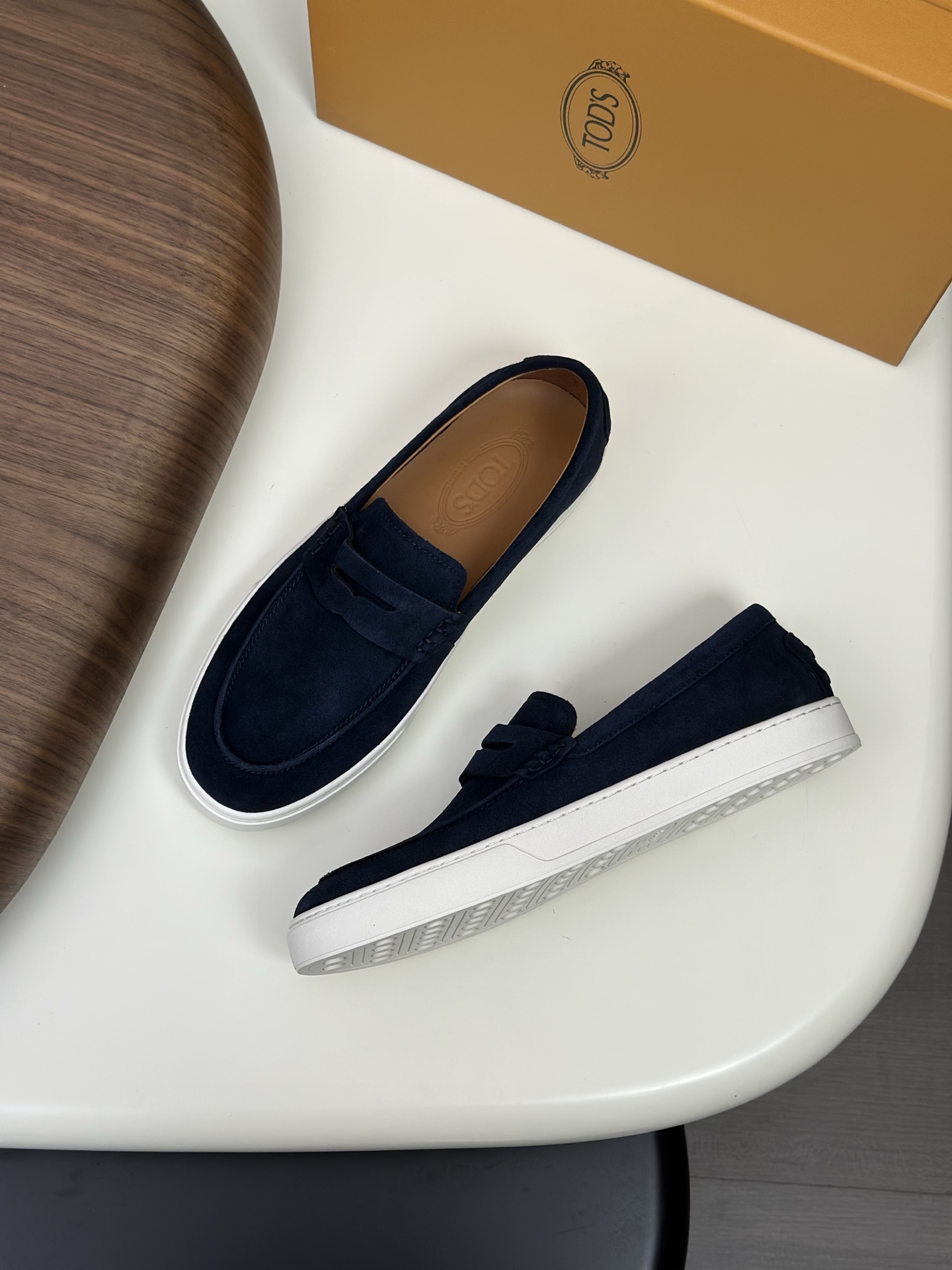 TOD'S Men's Suede Leather Loafers with Raffia Trim & Rubber Pebble Outsole 7 i1758626156340 5273 0 5