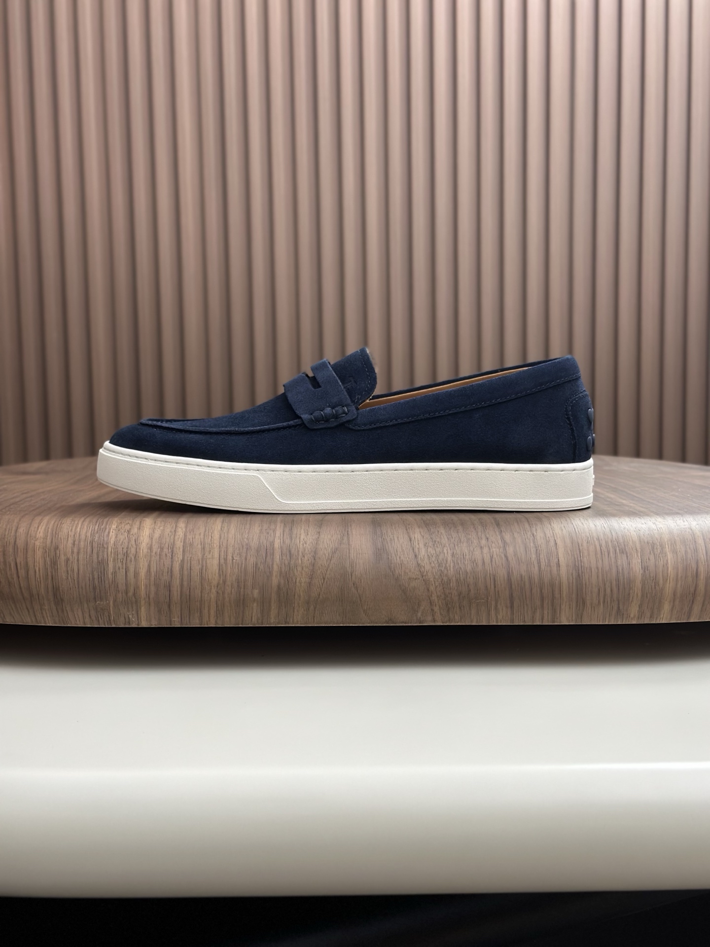 TOD'S Men's Suede Leather Loafers with Raffia Trim & Rubber Pebble Outsole 5 i1758626156387 9094 0 3