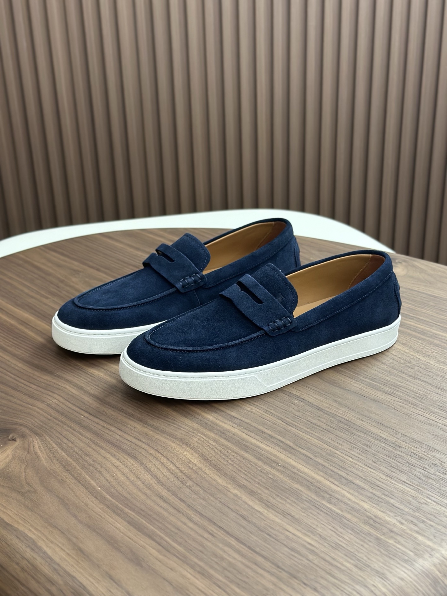 TOD'S Men's Suede Leather Loafers with Raffia Trim & Rubber Pebble Outsole 3 i1758626156391 7750 0 1