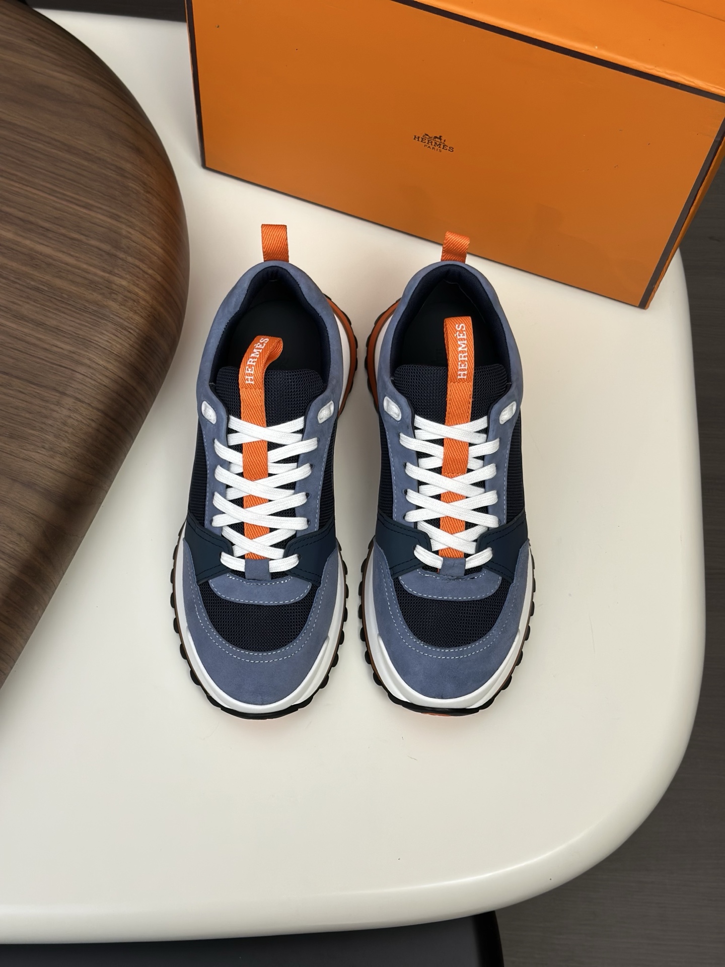 Hermès Men's Italian Leather & Mesh Sneakers - Stylish & Comfortable
