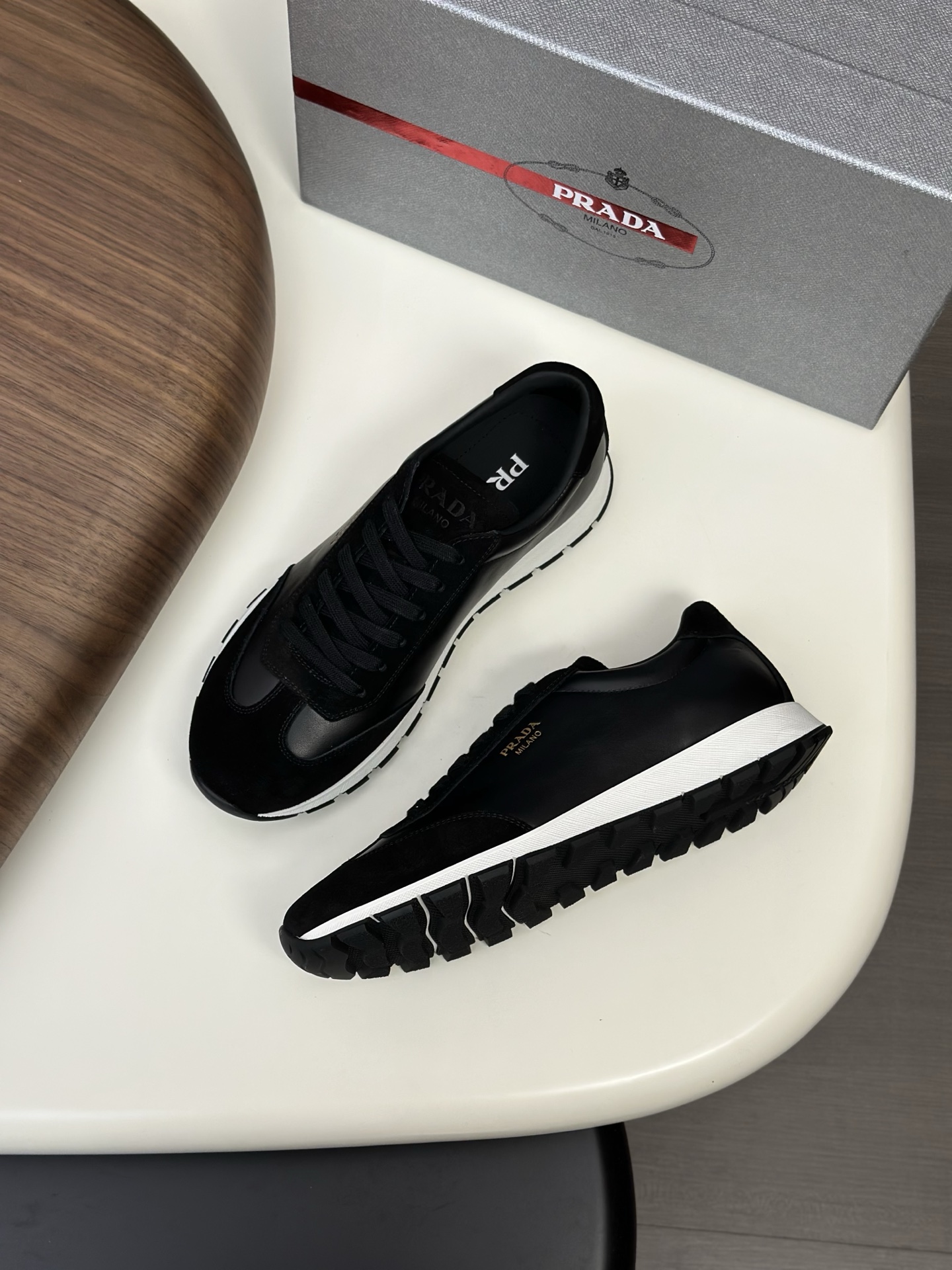 Prada Men's Nappa Leather and Suede Lightweight Sporty Sneakers 6 i1758626929347 9615 0 4