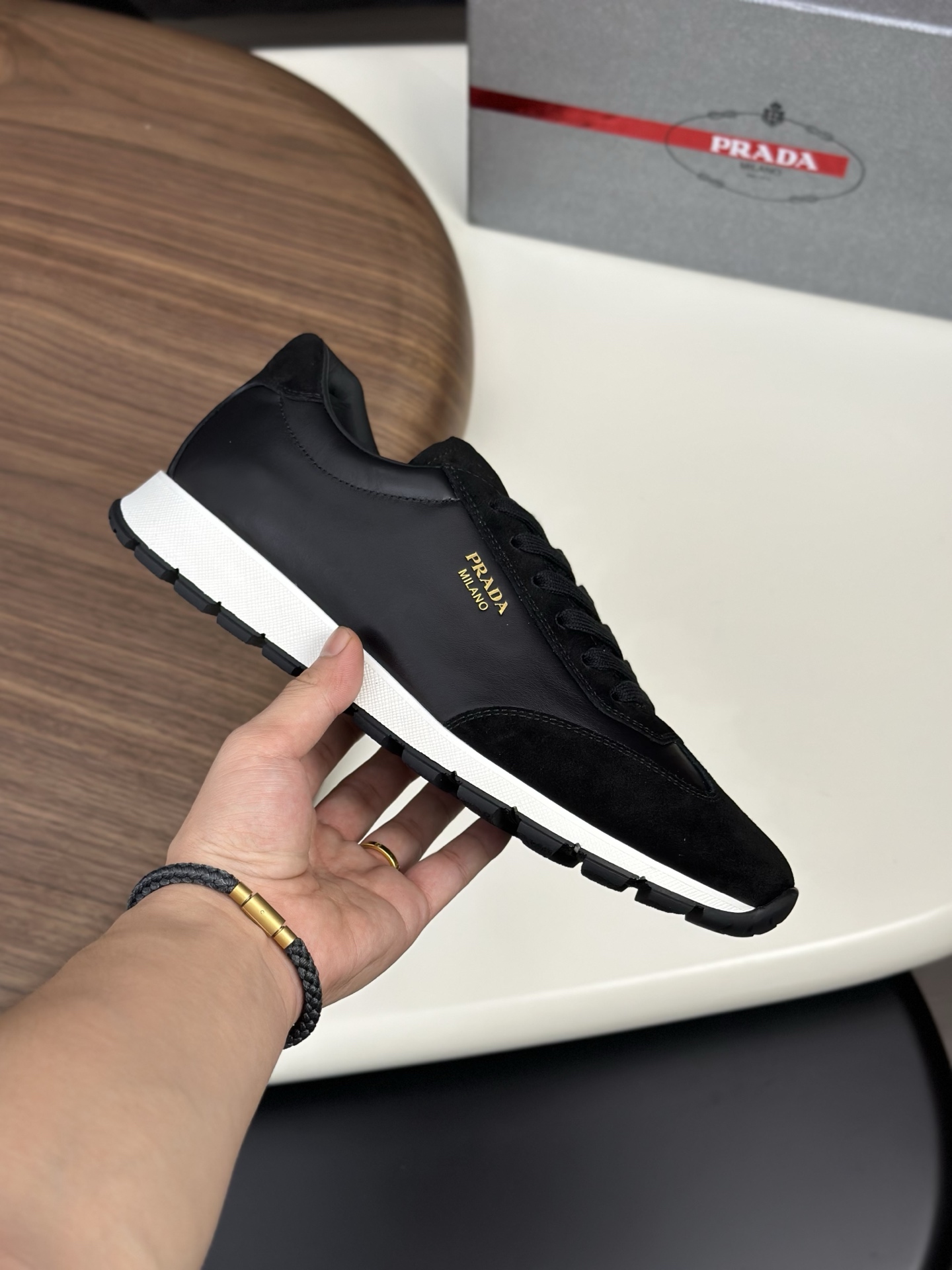 Prada Men's Nappa Leather and Suede Lightweight Sporty Sneakers 4 i1758626929437 8989 0 2