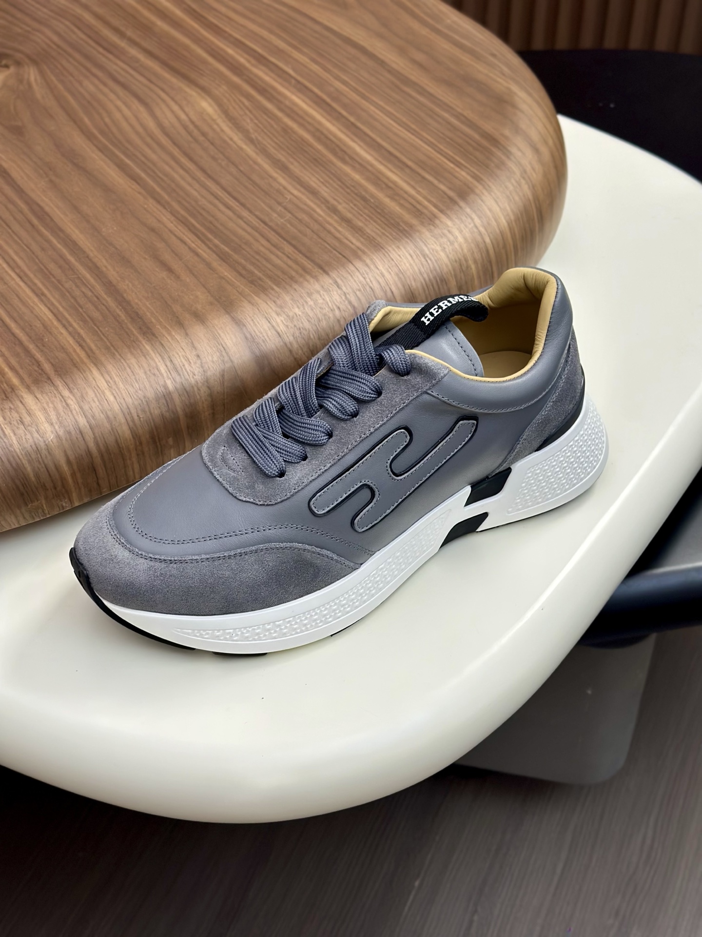 Hermès Men's Grey Leather & Canvas Sneakers with 'H' Motif, Sizes 39-44 6 i1760339018471 3974 0 5