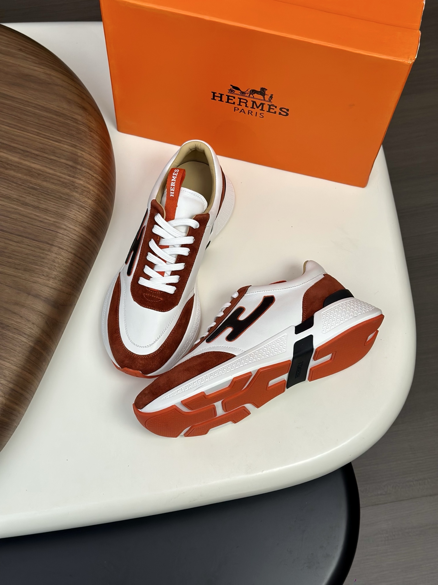 Hermes Men's White Leather & Suede Sneakers with 'H' Motif - Size 39-44 3 i1760339033397 6565 0 1