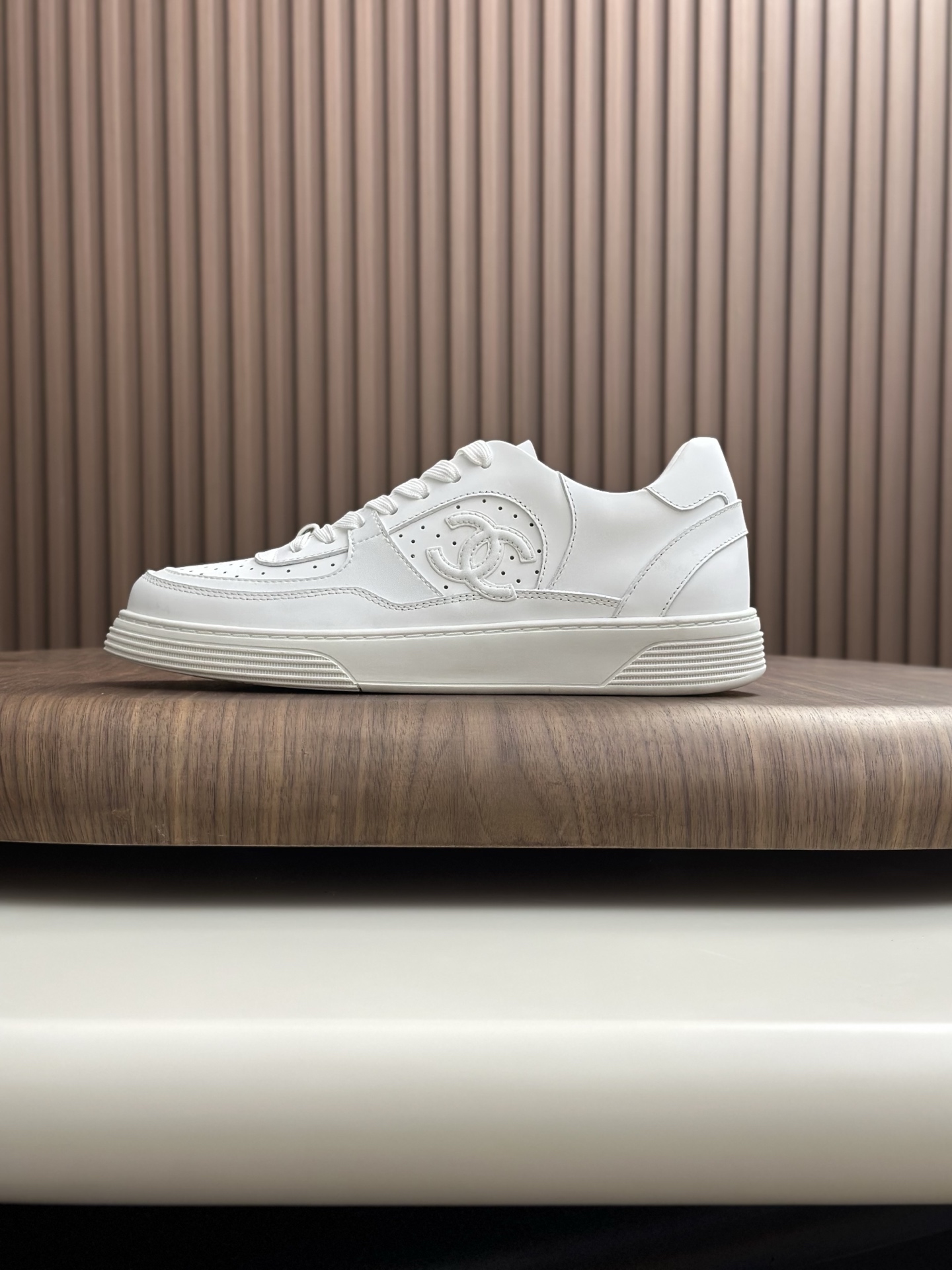 Chanel White Leather Sneakers Women's Italian Suede Reflective Trim Shoes 6 i1760339836196 5320 0 3