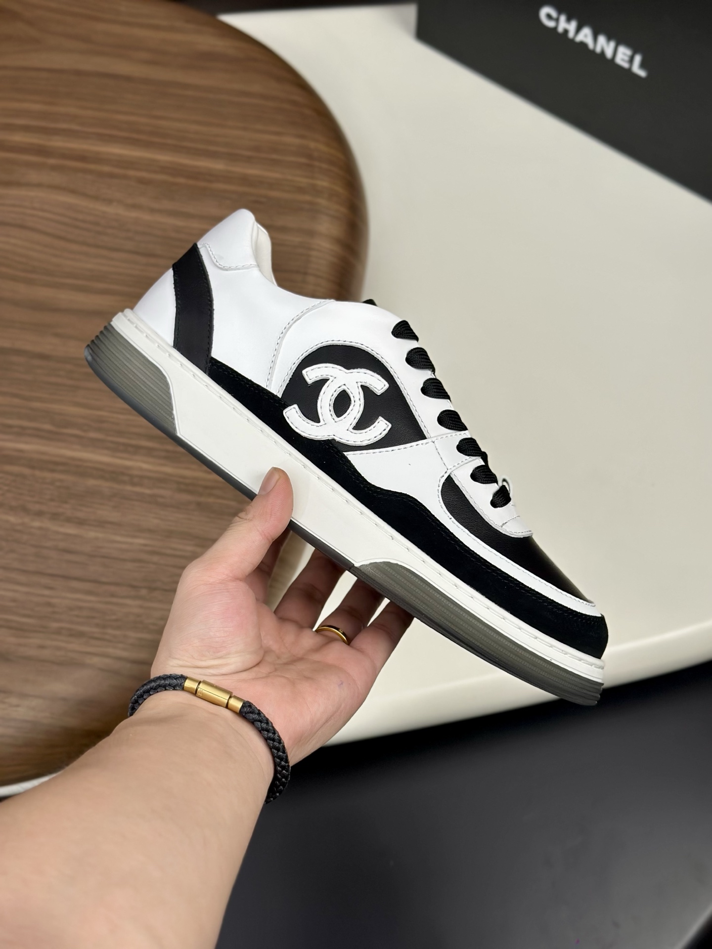 Chanel Women's Black & White Leather Suede CC Logo Lace-Up Sneakers Shoes 4 i1760340083441 85 0 8