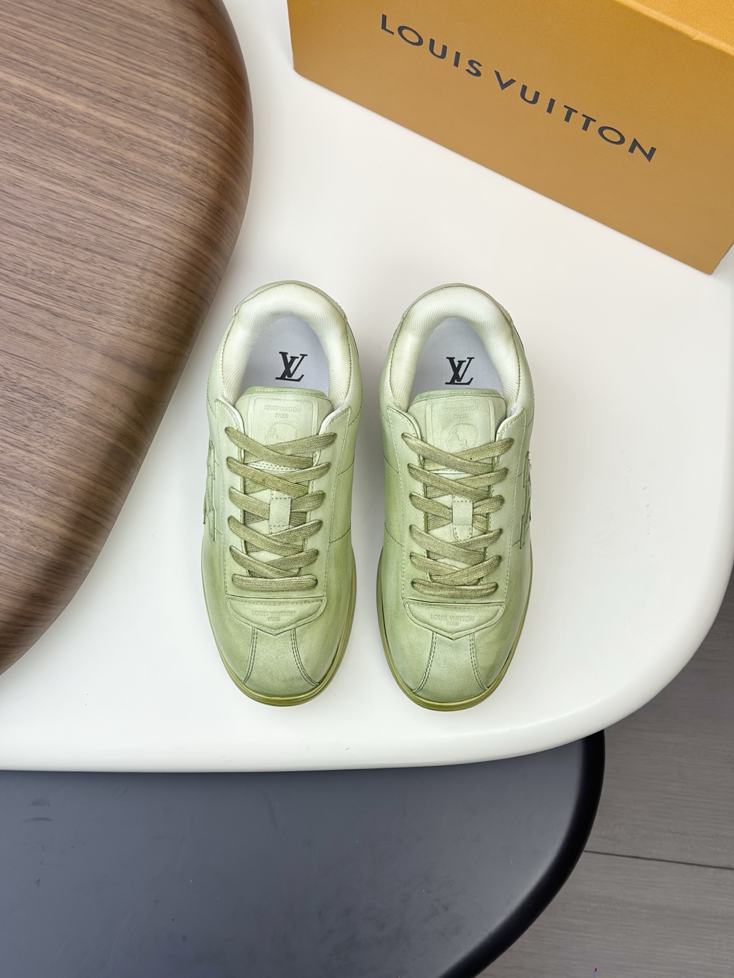 Louis Vuitton Men's LV Trainer Sneaker in Green Monogram-Embossed Leather