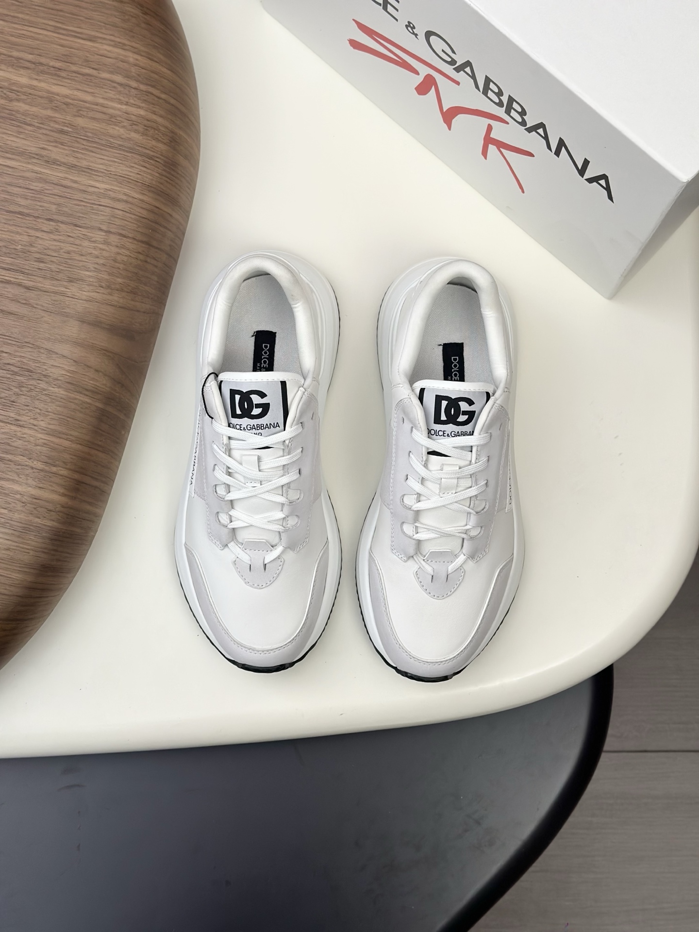 Dolce & Gabbana White Leather & Suede Men's Sneakers, Sizes 39-44