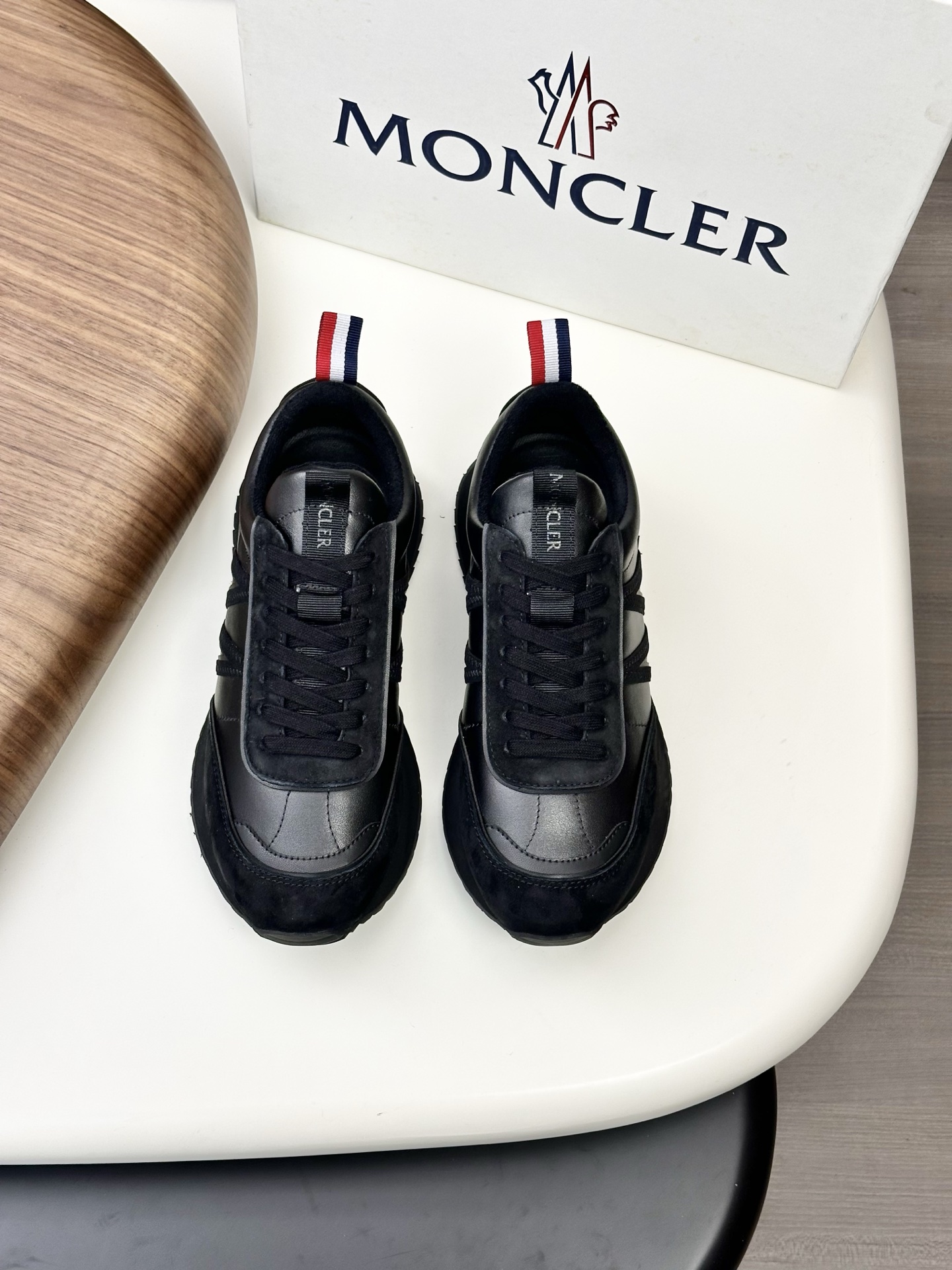 Moncler Men's Black Suede & Leather Lace-Up Sneakers - EU 39-44