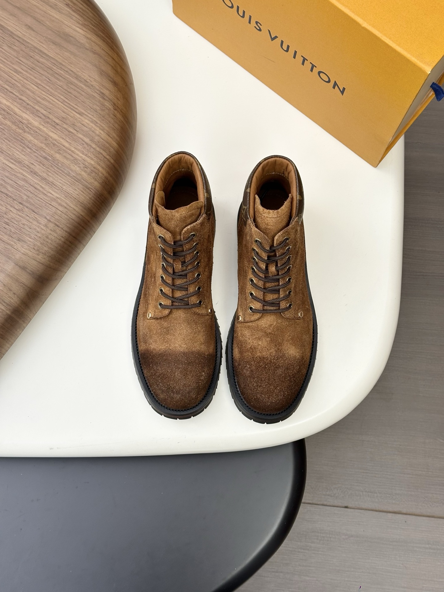 Louis Vuitton Men's Suede High-Top Dress Shoes - Premium Quality, Leather Lined