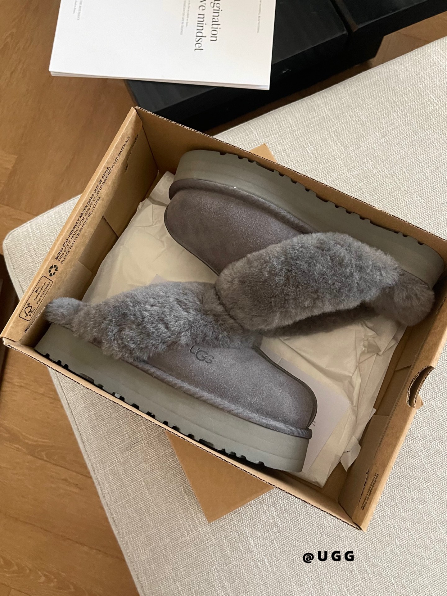 𝐔𝐠𝐠 | 𝟑𝐂𝐌厚底星拖第一批永远最nice.官网同步Disquette拖鞋鞋底厚底3cm全真羊毛内里