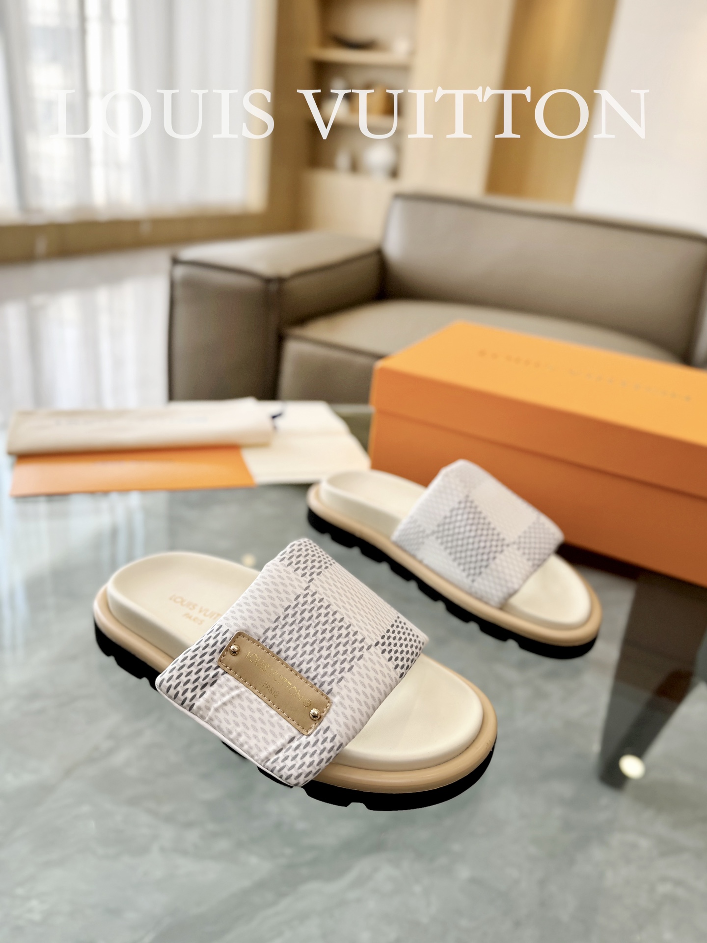 Louis Vuitton Scarpe Pantofole Unisex Pelle di capra pecora Vintage