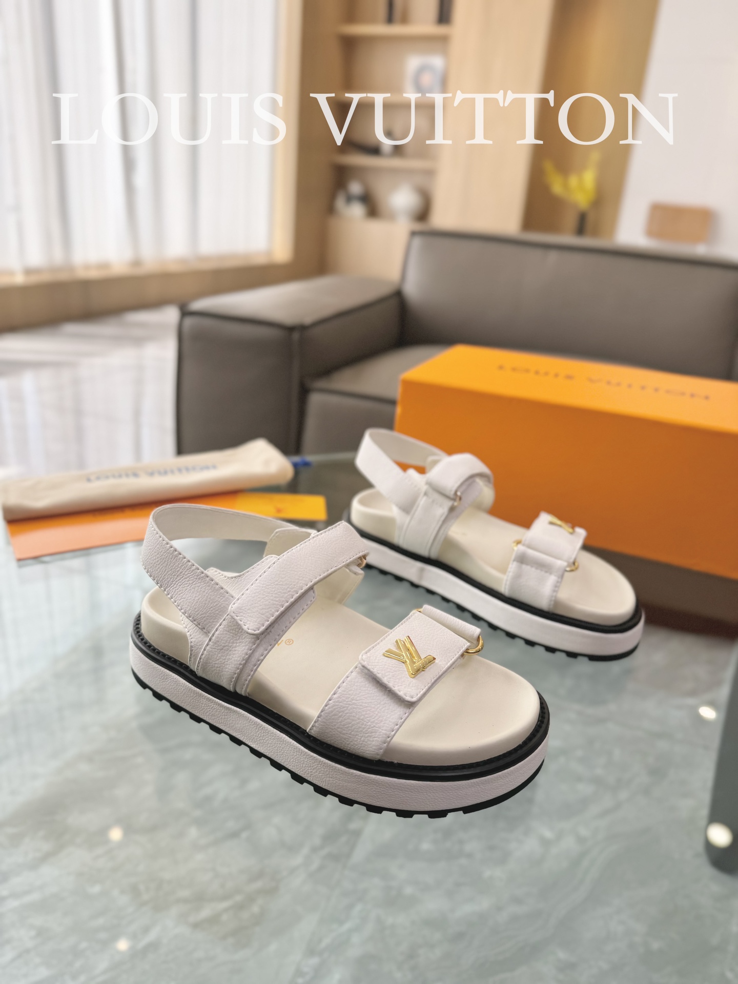 Louis Vuitton Shoes Sandals Printing Women Goat Skin Raffia Sheepskin Sunset