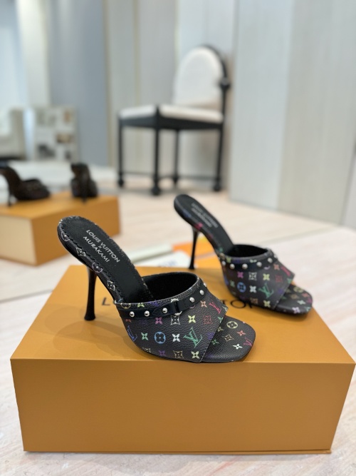 Louis Vuitton Murakami Multicolor Leather Heeled Mules Sandals Shoes 1 Louis Vuitton Murakami Multicolor Leather Heeled Mules Sandals Shoes
