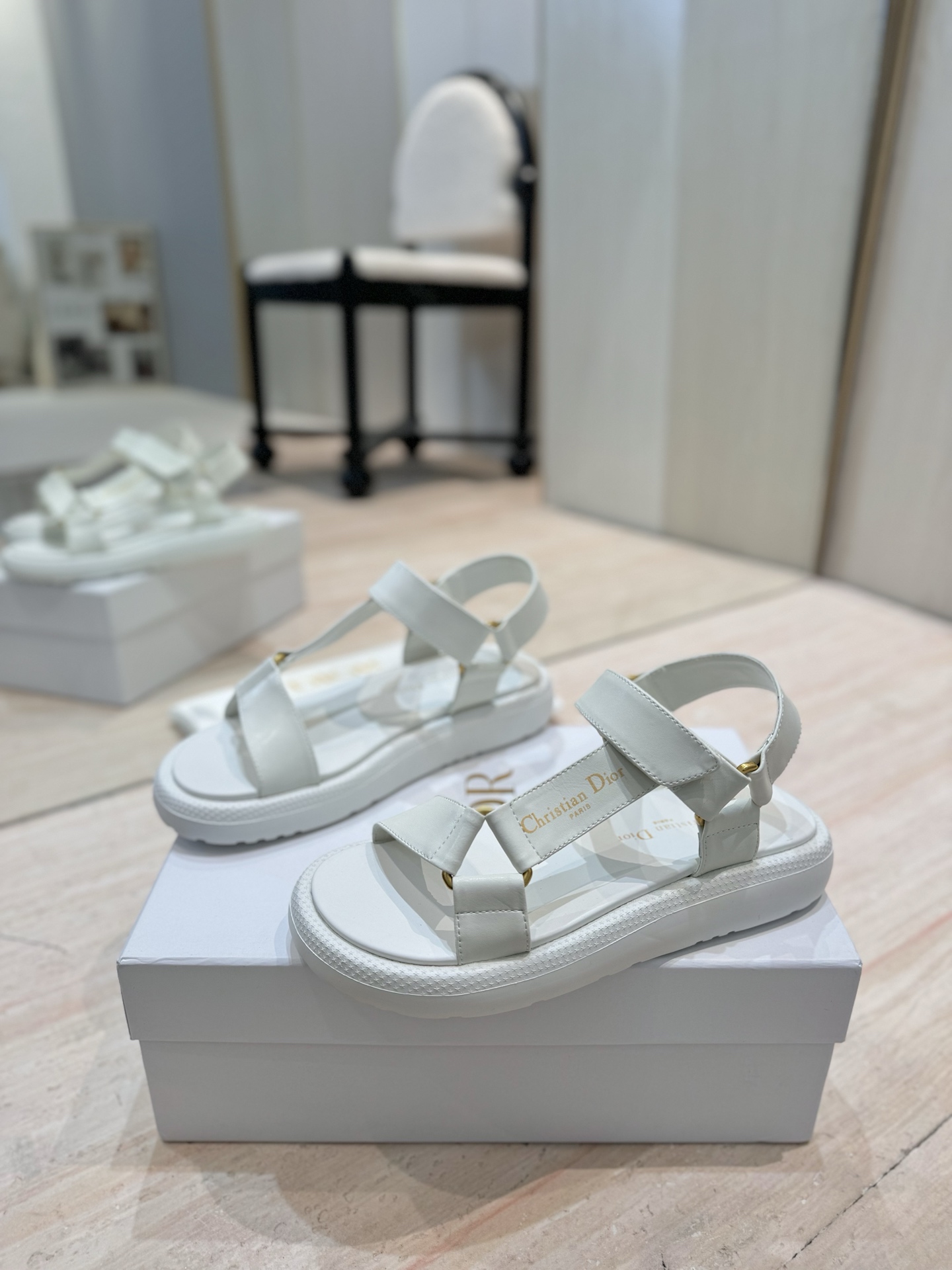 Dior Riviera D-Wave White Leather Sandals with CD Logo - Women's 3 i1742727045214 3592 0 1