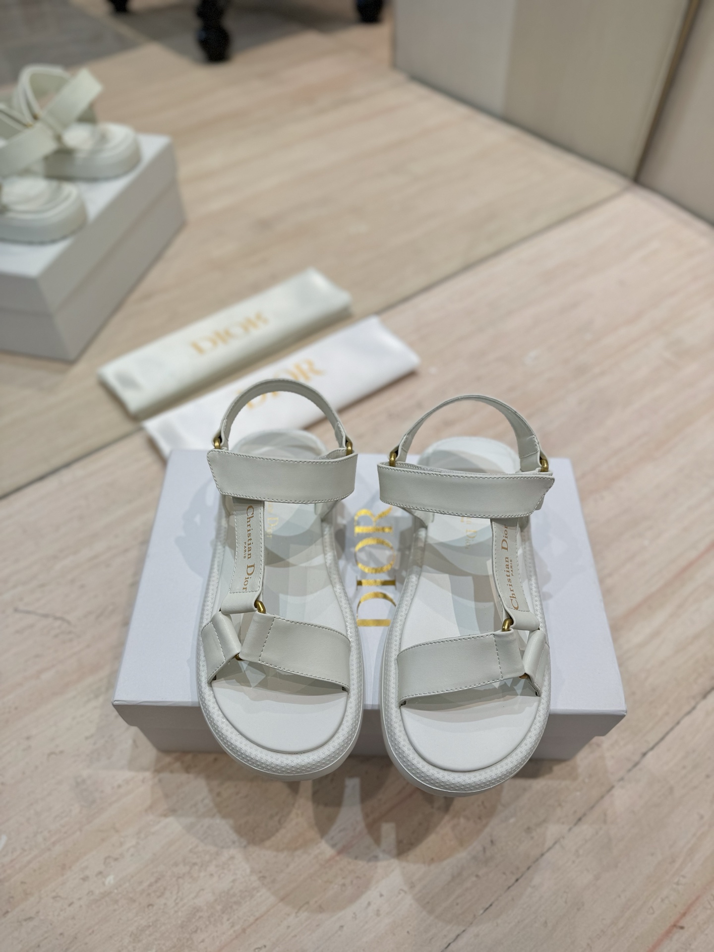 Dior Riviera D-Wave White Leather Sandals with CD Logo - Women's 4 i1742727046257 5736 0 2