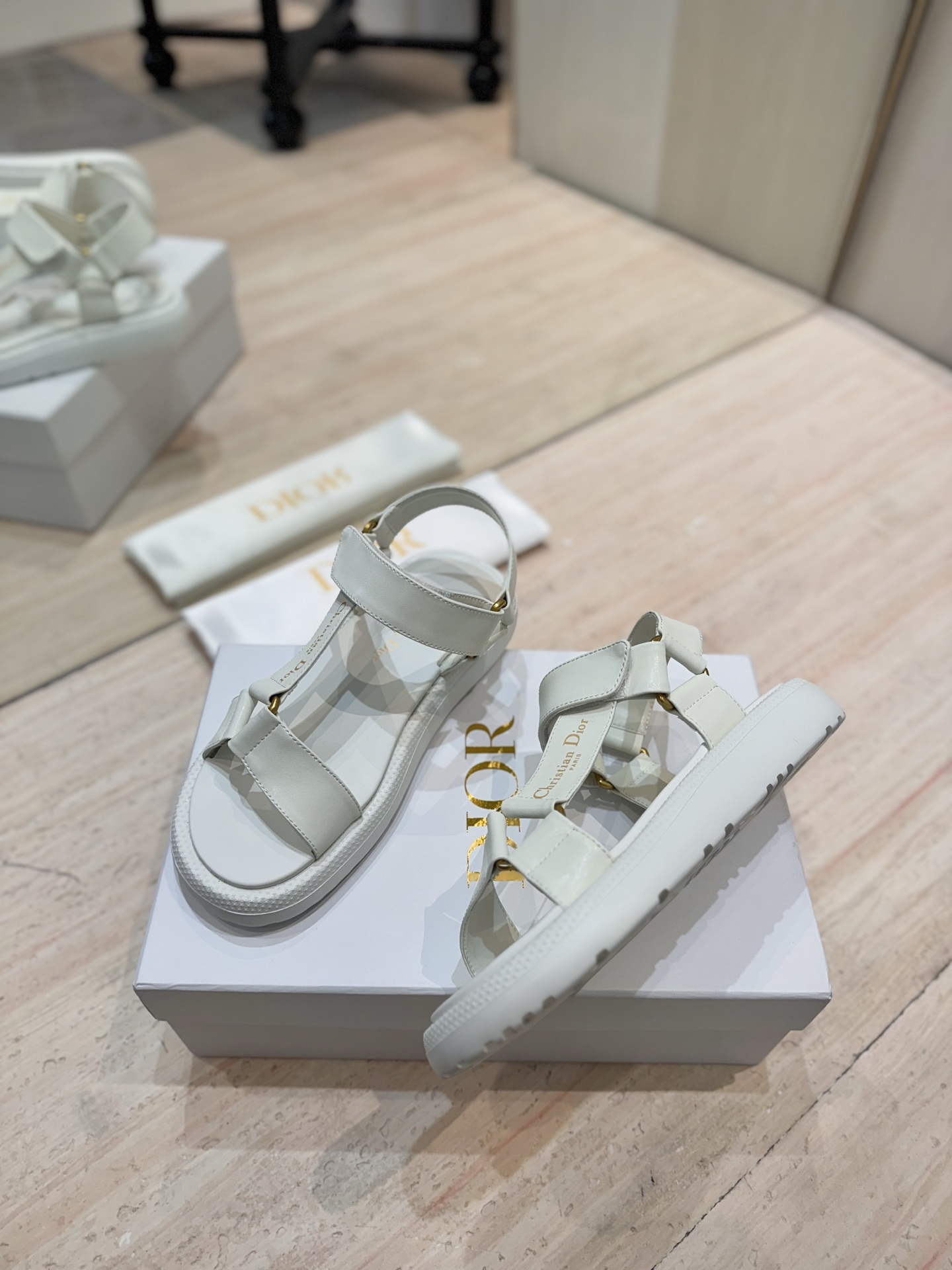 Dior Riviera D-Wave White Leather Sandals with CD Logo - Women's 5 i1742727046259 6093 0 3