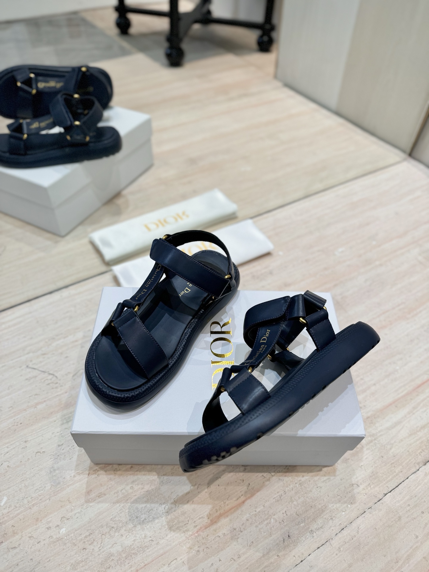 Dior Riviera D-Wave Navy Leather Sandals with CD Embroidery 6 i1742727105684 112 0 4