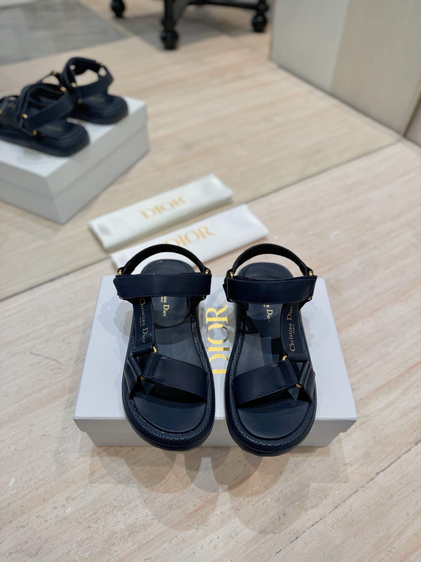 Dior Riviera D-Wave Navy Leather Sandals with CD Embroidery 5 i1742727105758 2768 0 3