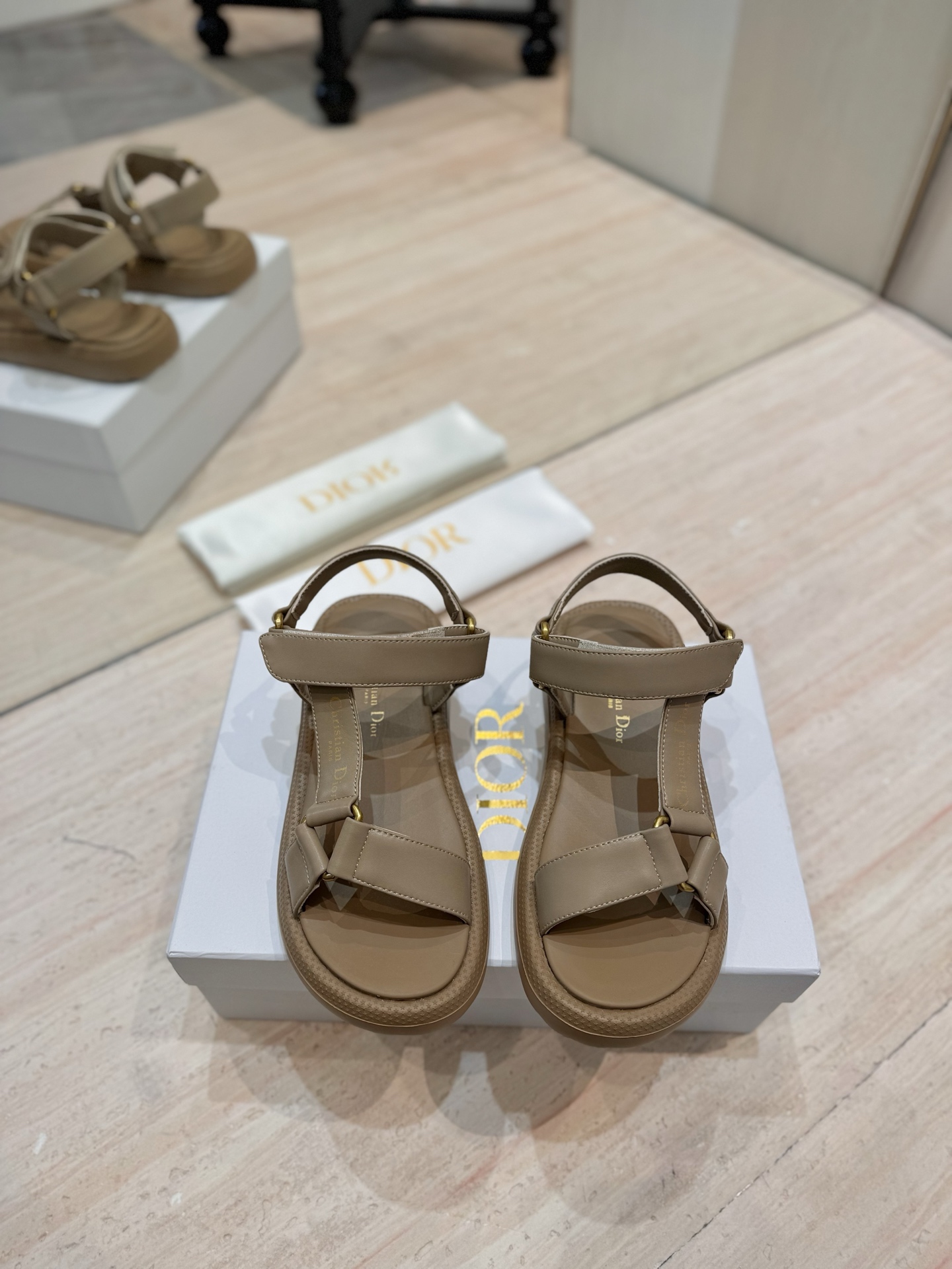 Dior Riviera D-Wave Sandals, Leather Espadrille, Beige, Women's Shoes 6 i1742727161715 6718 0 4
