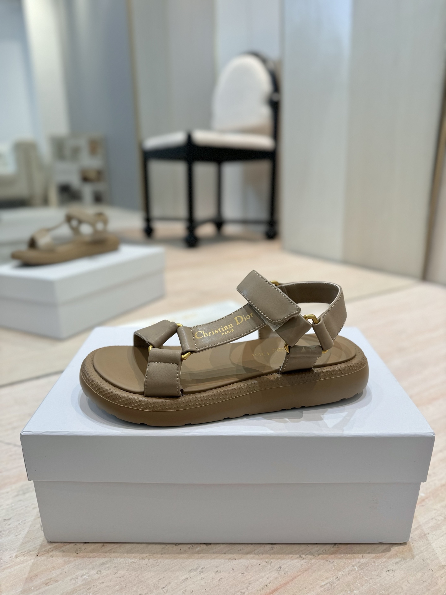 Dior Riviera D-Wave Sandals, Leather Espadrille, Beige, Women's Shoes 5 i1742727161717 1119 0 3