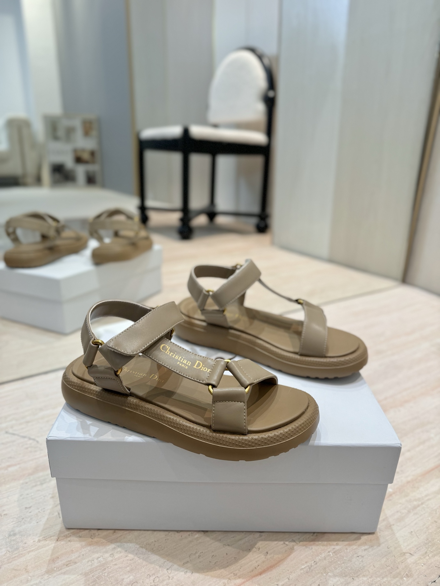 Dior Riviera D-Wave Sandals, Leather Espadrille, Beige, Women's Shoes 2 i1742727161733 1353 0 0