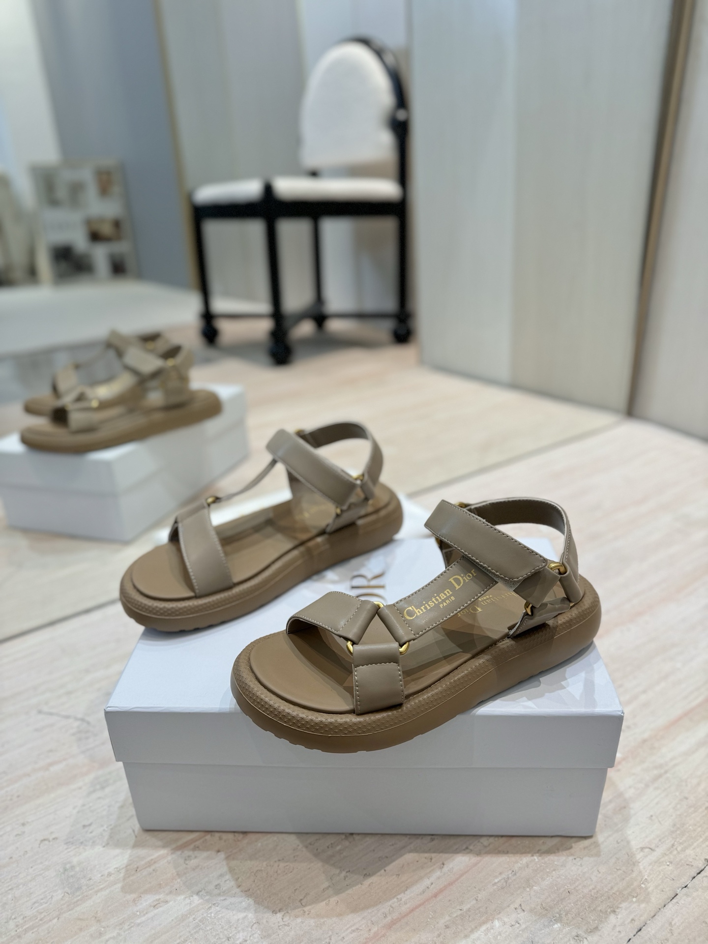 Dior Riviera D-Wave Sandals, Leather Espadrille, Beige, Women's Shoes 3 i1742727162899 8156 0 1