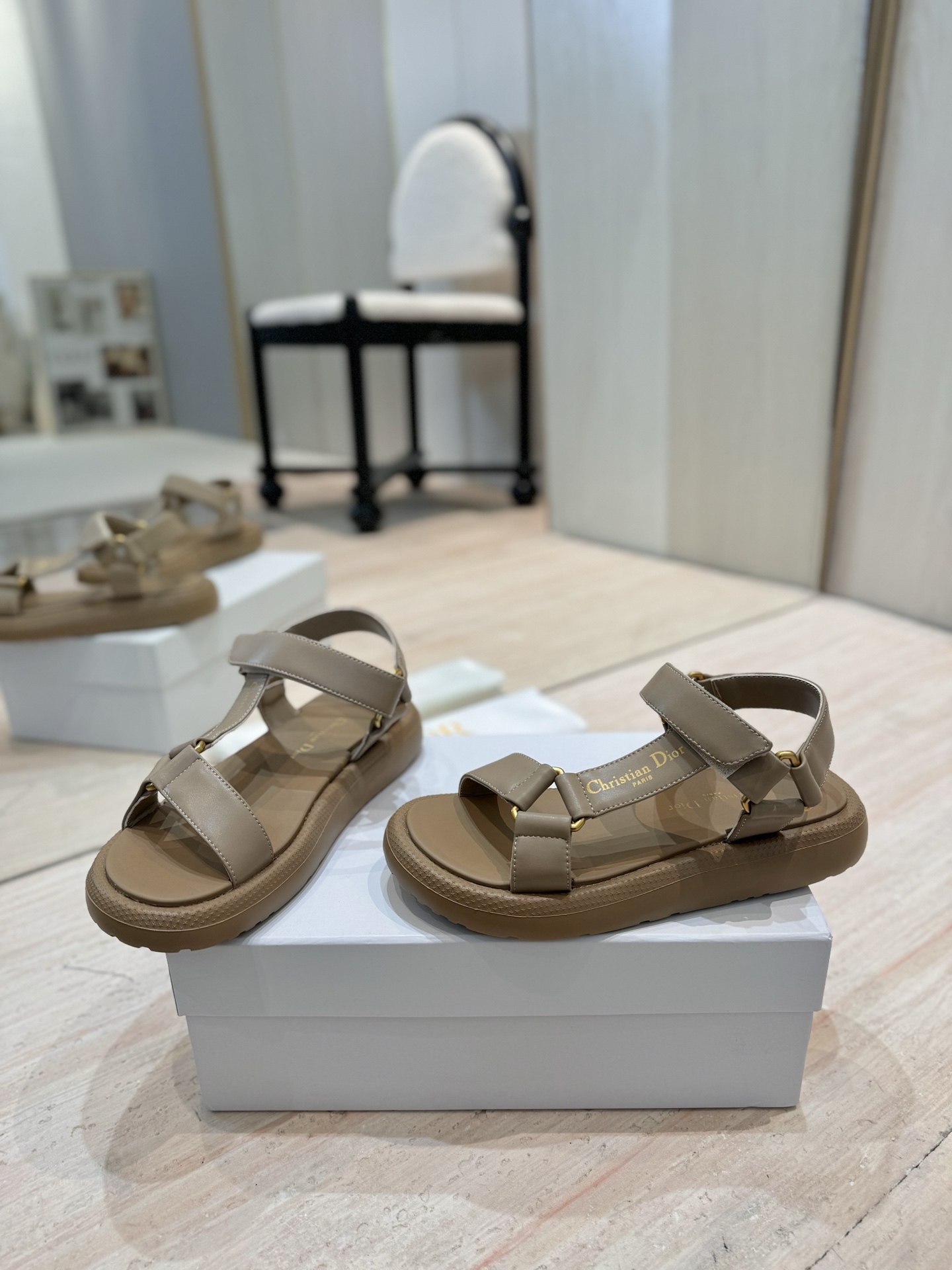 Dior Riviera D-Wave Sandals, Leather Espadrille, Beige, Women's Shoes 4 i1742727162903 755 0 2