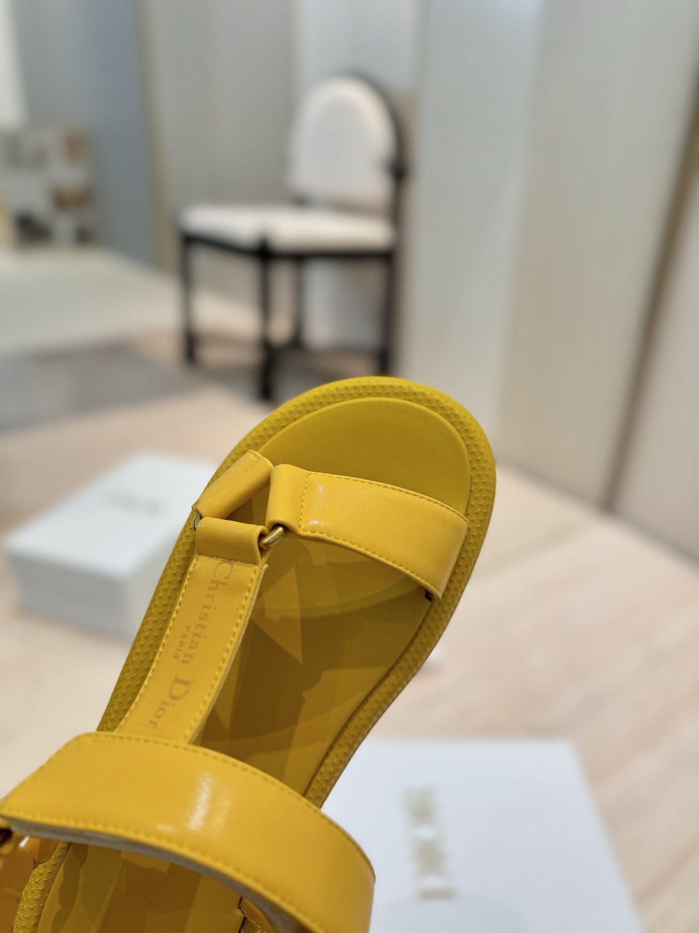 Dior Riviera D-Wave Yellow Leather Sandals CD Logo Flat Platform Shoes 10 i1742727221754 728 0 8