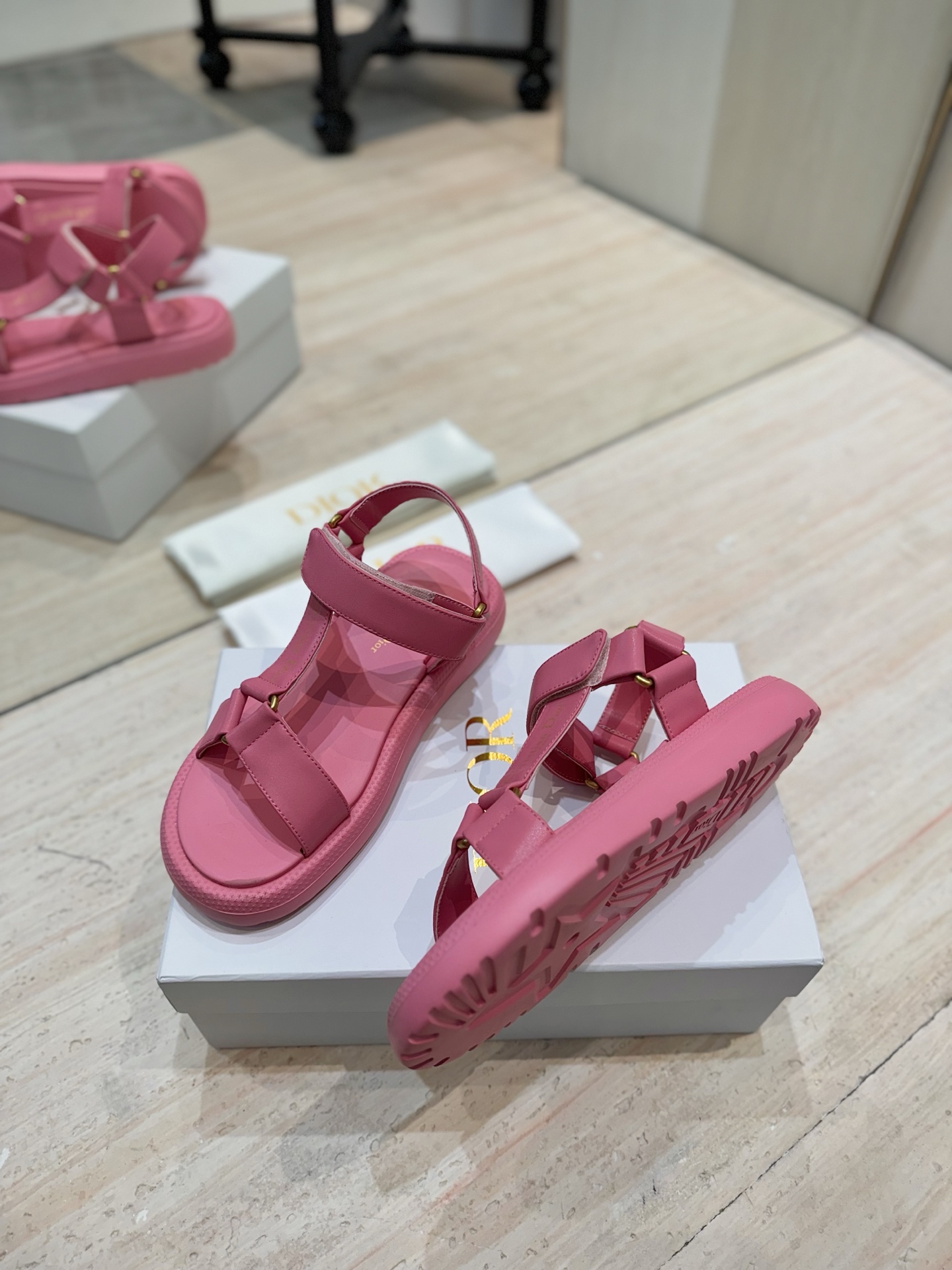 Dior Riviera D-Wave Pink Leather Logo Espadrille Sandals 6 i1742727263902 8159 0 4
