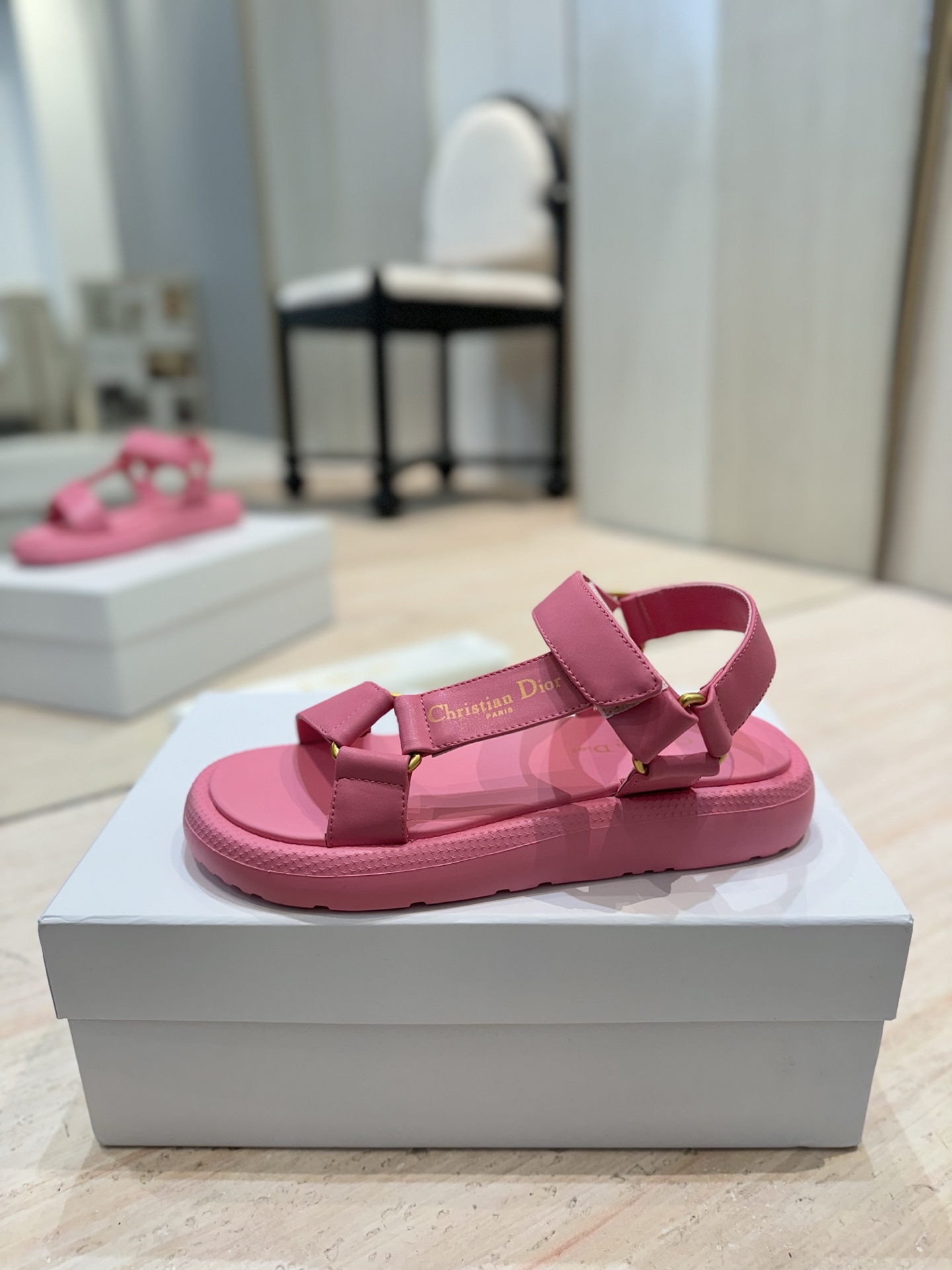 Dior Riviera D-Wave Pink Leather Logo Espadrille Sandals 7 i1742727264007 7726 0 5