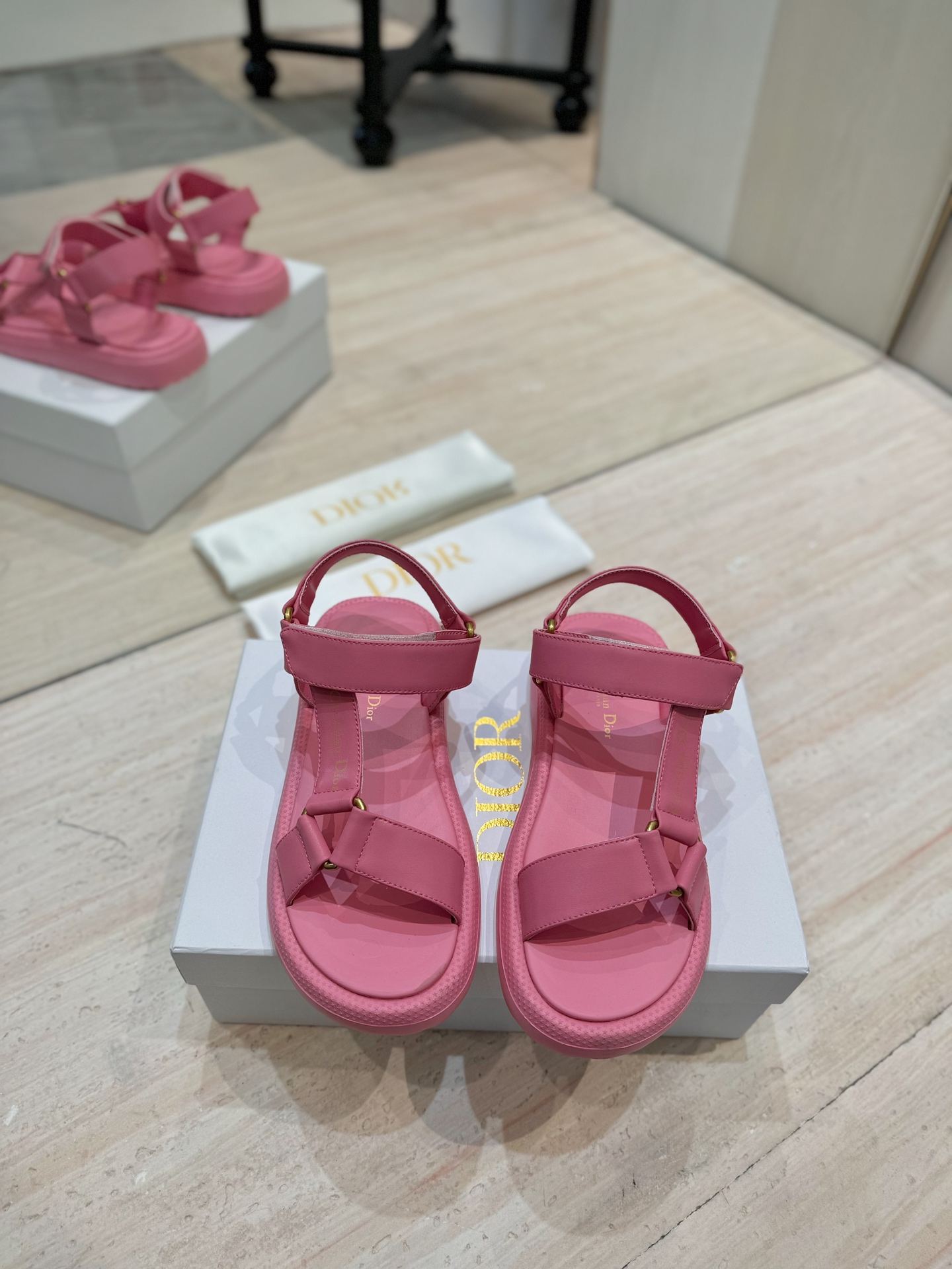 Dior Riviera D-Wave Pink Leather Logo Espadrille Sandals 5 i1742727265032 2931 0 3