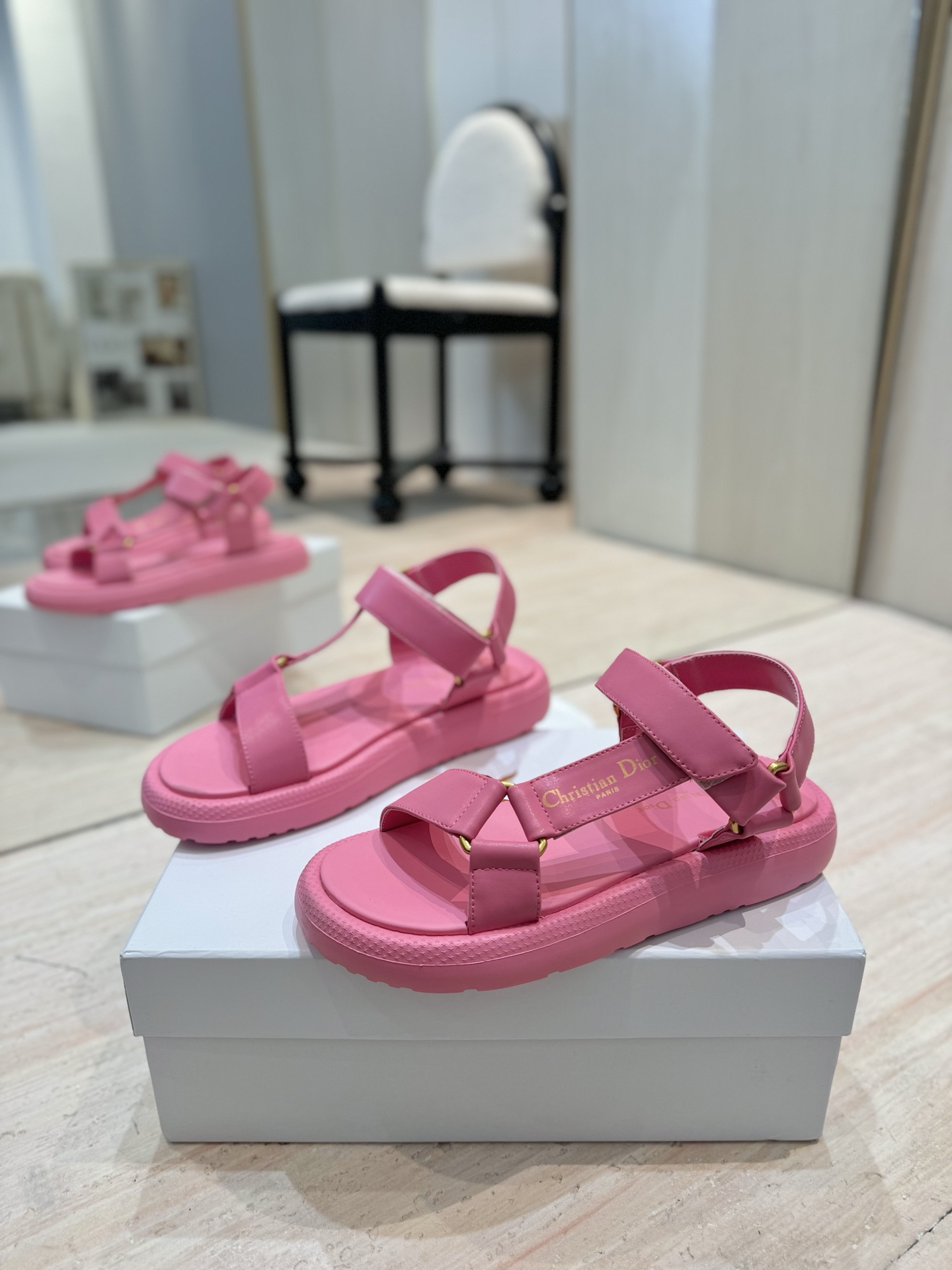 Dior Riviera D-Wave Pink Leather Logo Espadrille Sandals 3 i1742727265085 7772 0 1