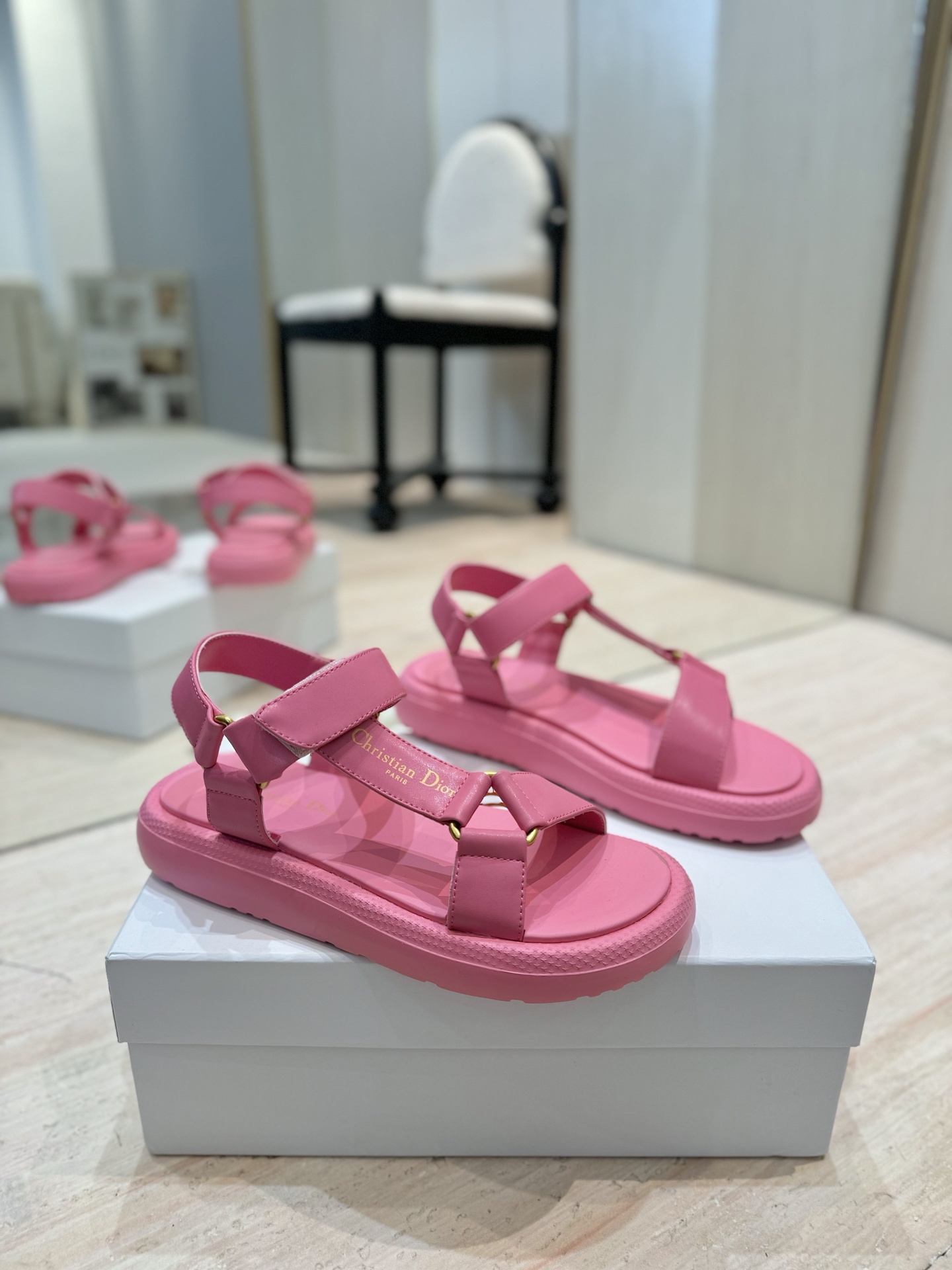 Dior Riviera D-Wave Pink Leather Logo Espadrille Sandals 2 i1742727265090 4482 0 0