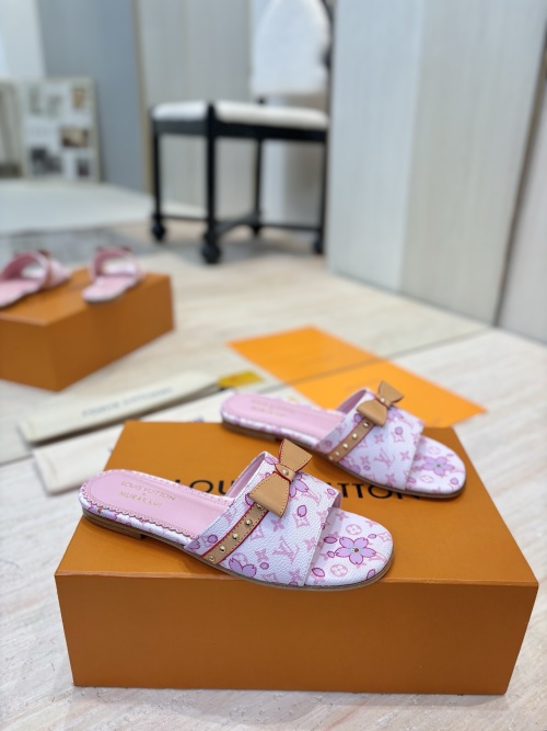 Louis Vuitton Mary Jane Pink Leather Flats Women's Shoes Size 35-41
