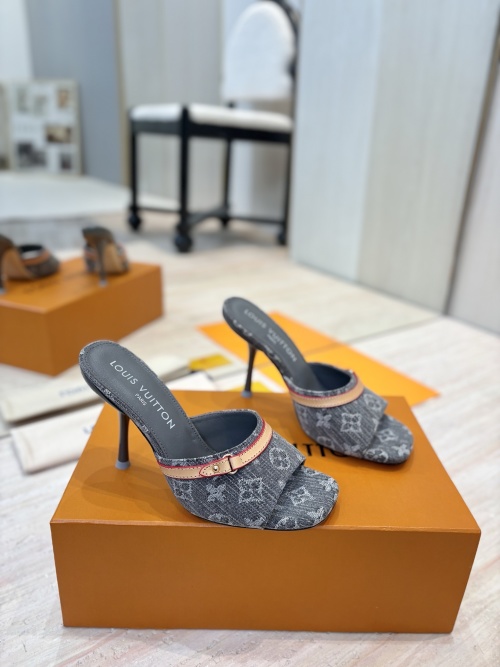 Louis Vuitton Denim Monogram Kitten Heel Mules, Designer Summer Essential 1 Louis Vuitton Denim Monogram Kitten Heel Mules, Designer Summer Essential